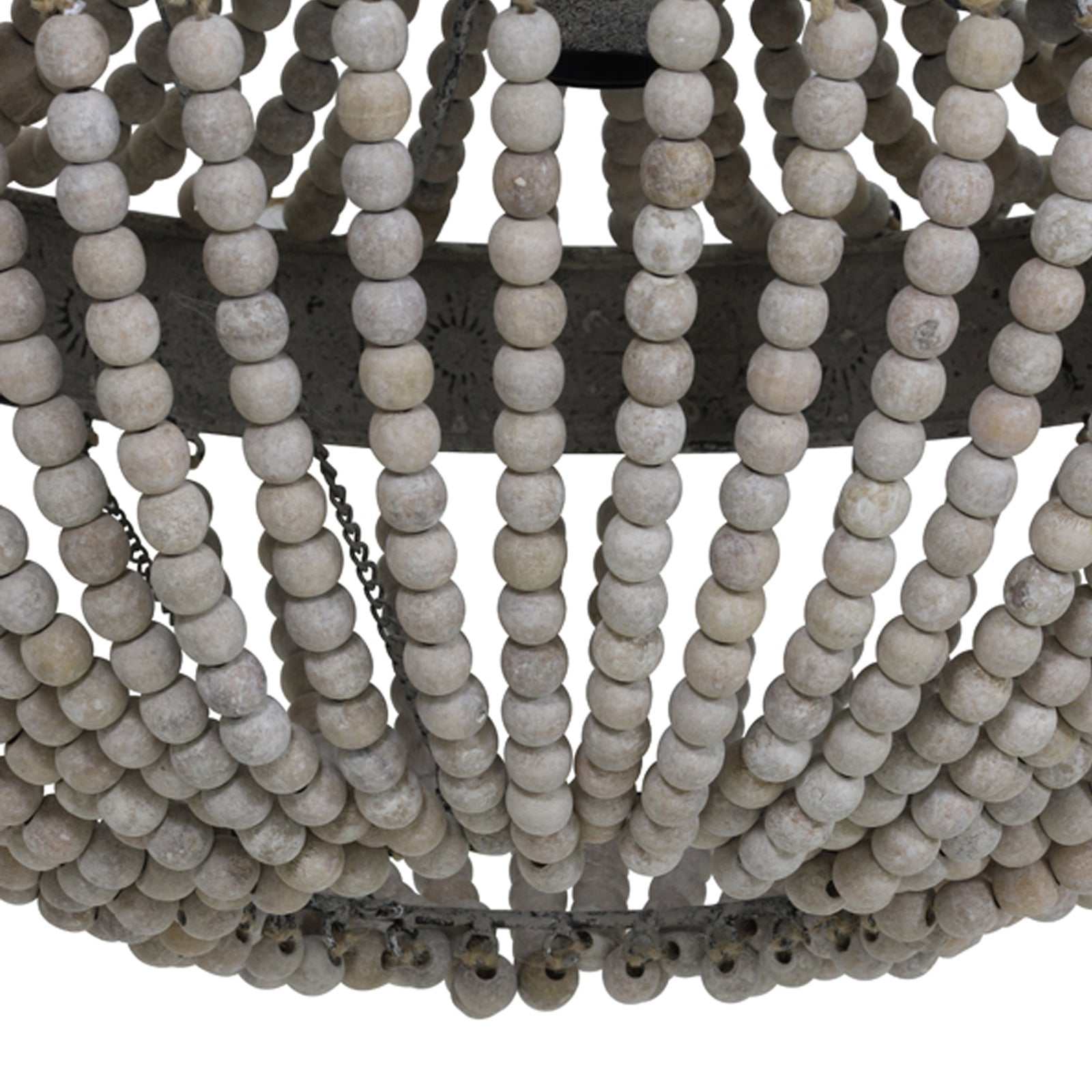 Light & Living Large Luna Wooden Beaded Pendant Light - Image 5