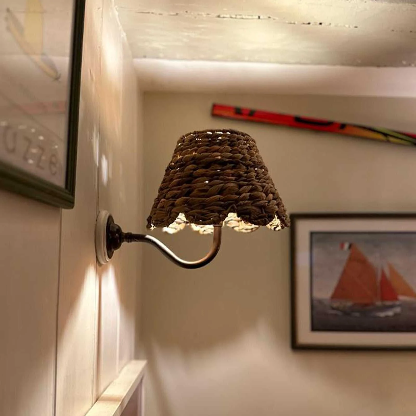 Natural Seagrass Shade Bathroom Wall Light - Image 3