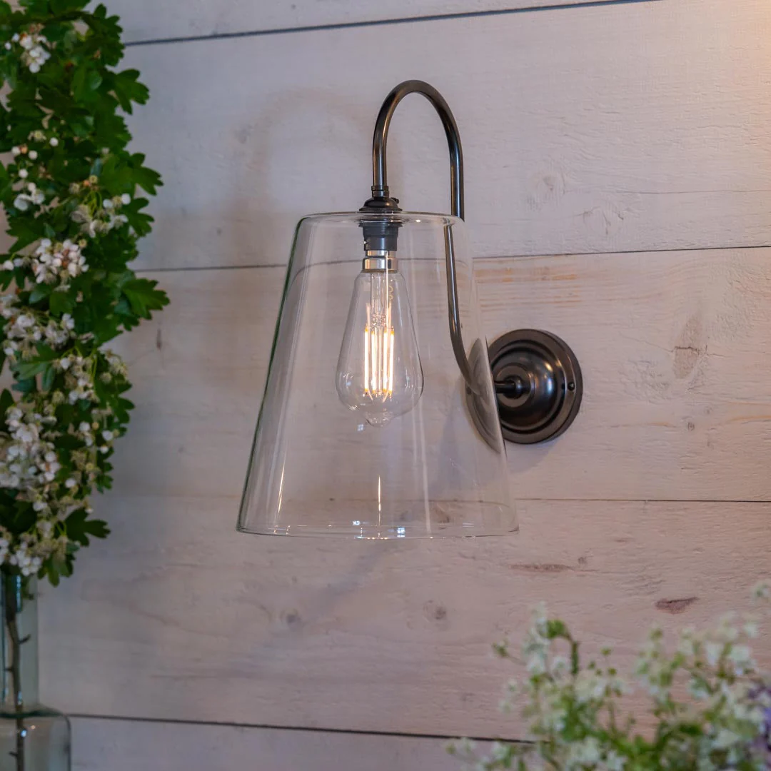 Newbury Large Clear Shade Long Swan Wall Light