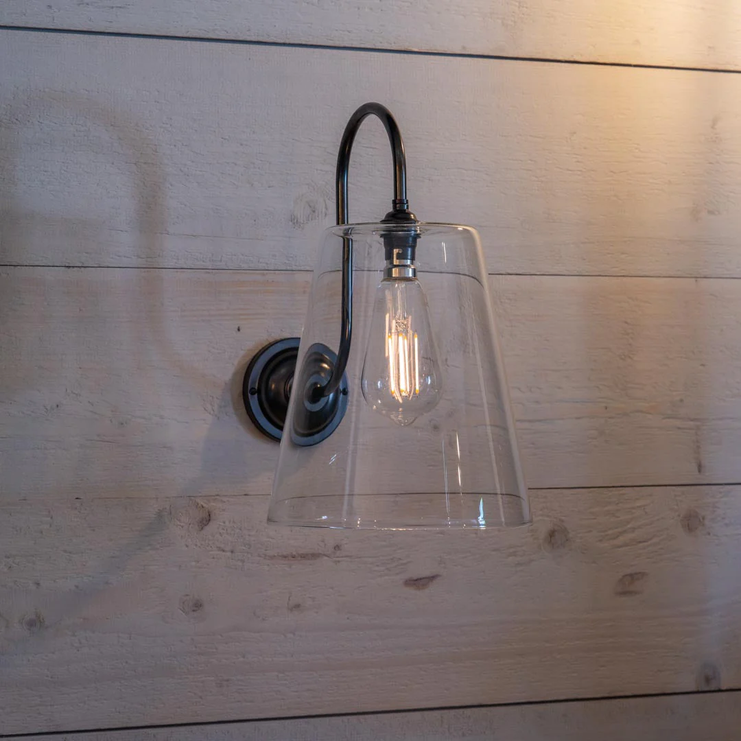 Newbury Large Clear Shade Long Swan Wall Light - Image 3