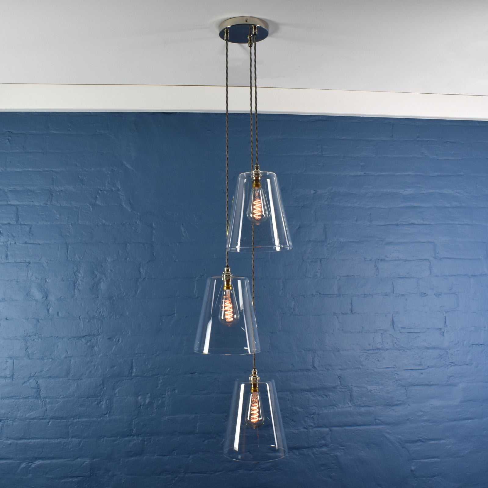 Newbury Large Tapered Glass Shade Cluster Pendant Light