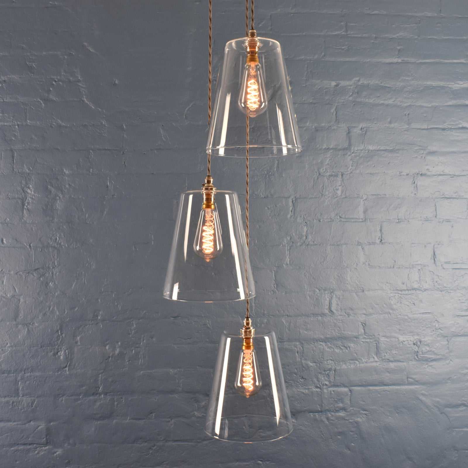Newbury Large Tapered Glass Shade Cluster Pendant Light - Image 2