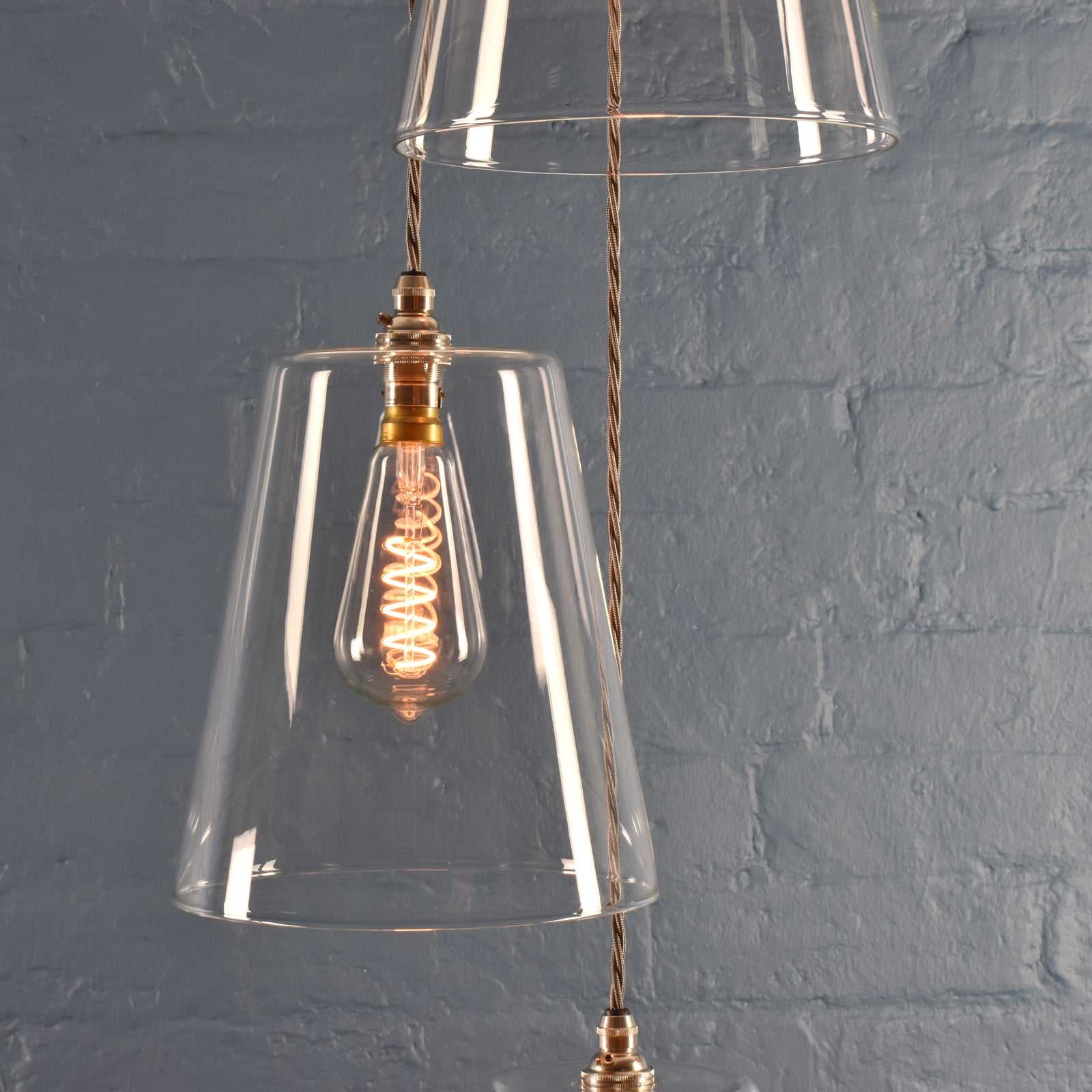 Newbury Large Tapered Glass Shade Cluster Pendant Light - Image 3