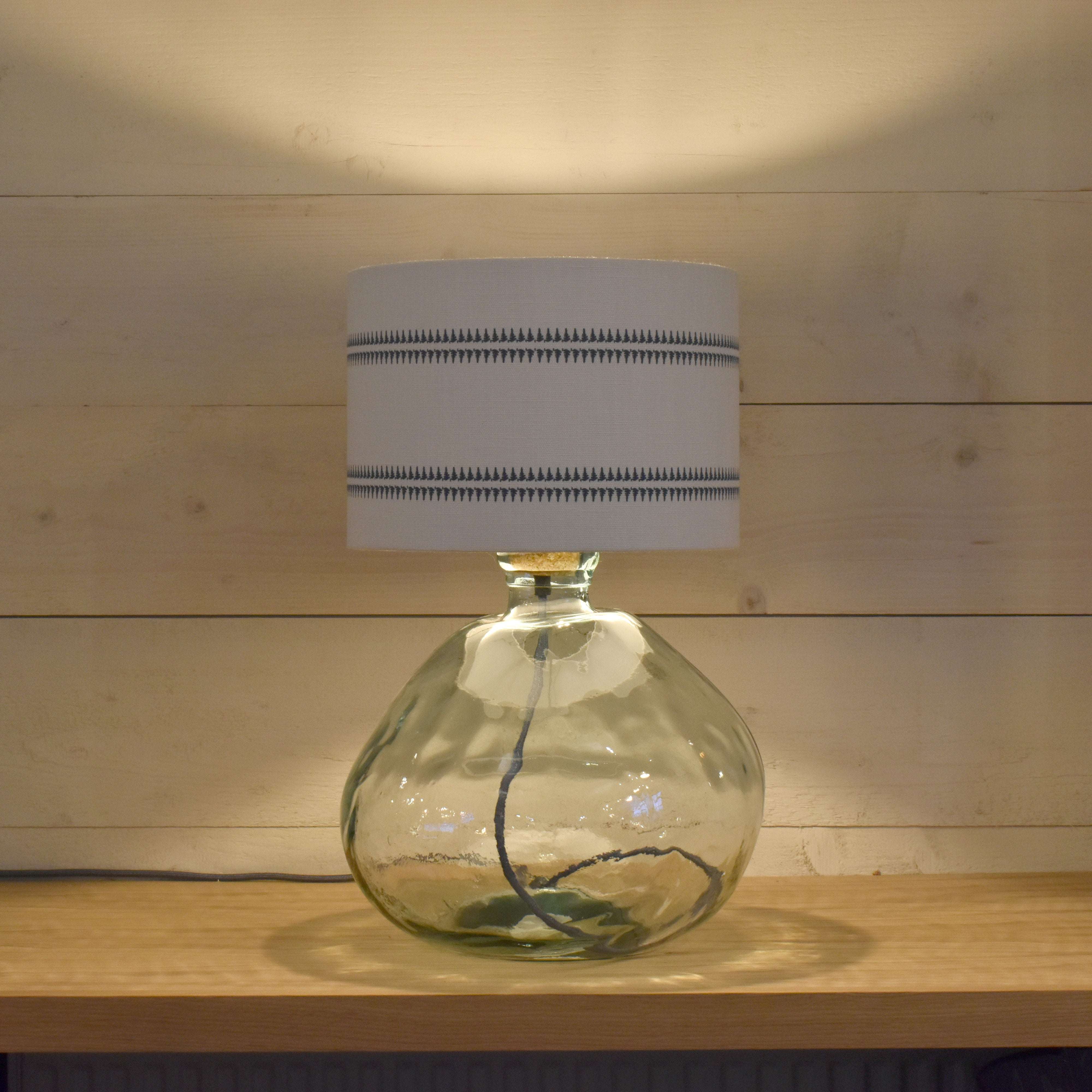 Recycled Glass Wide Table Lamp With Shade - Image 3