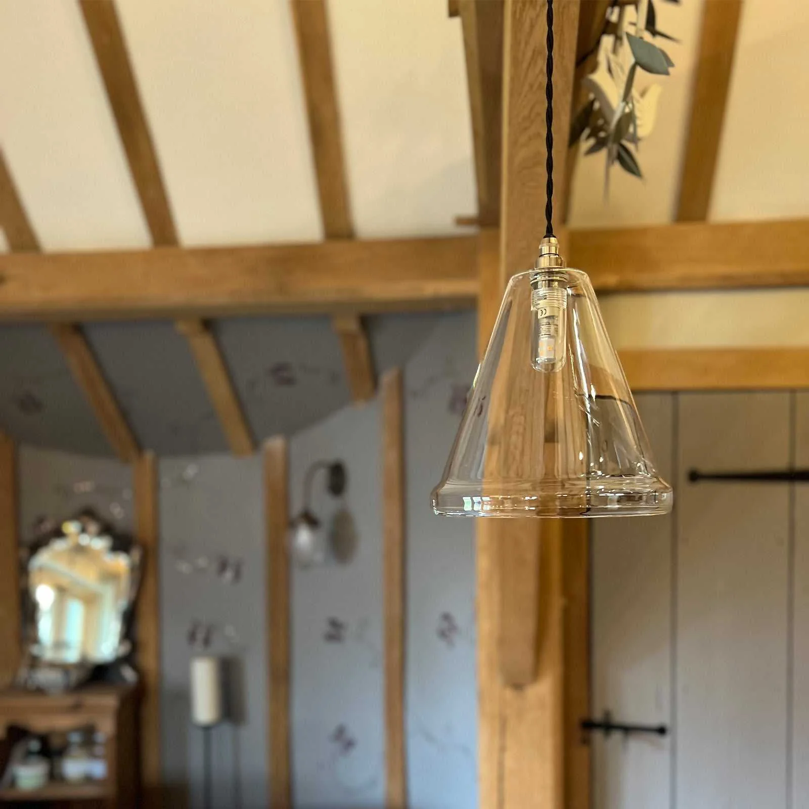 Rye Medium Clear Glass Shade Bathroom Pendant Light