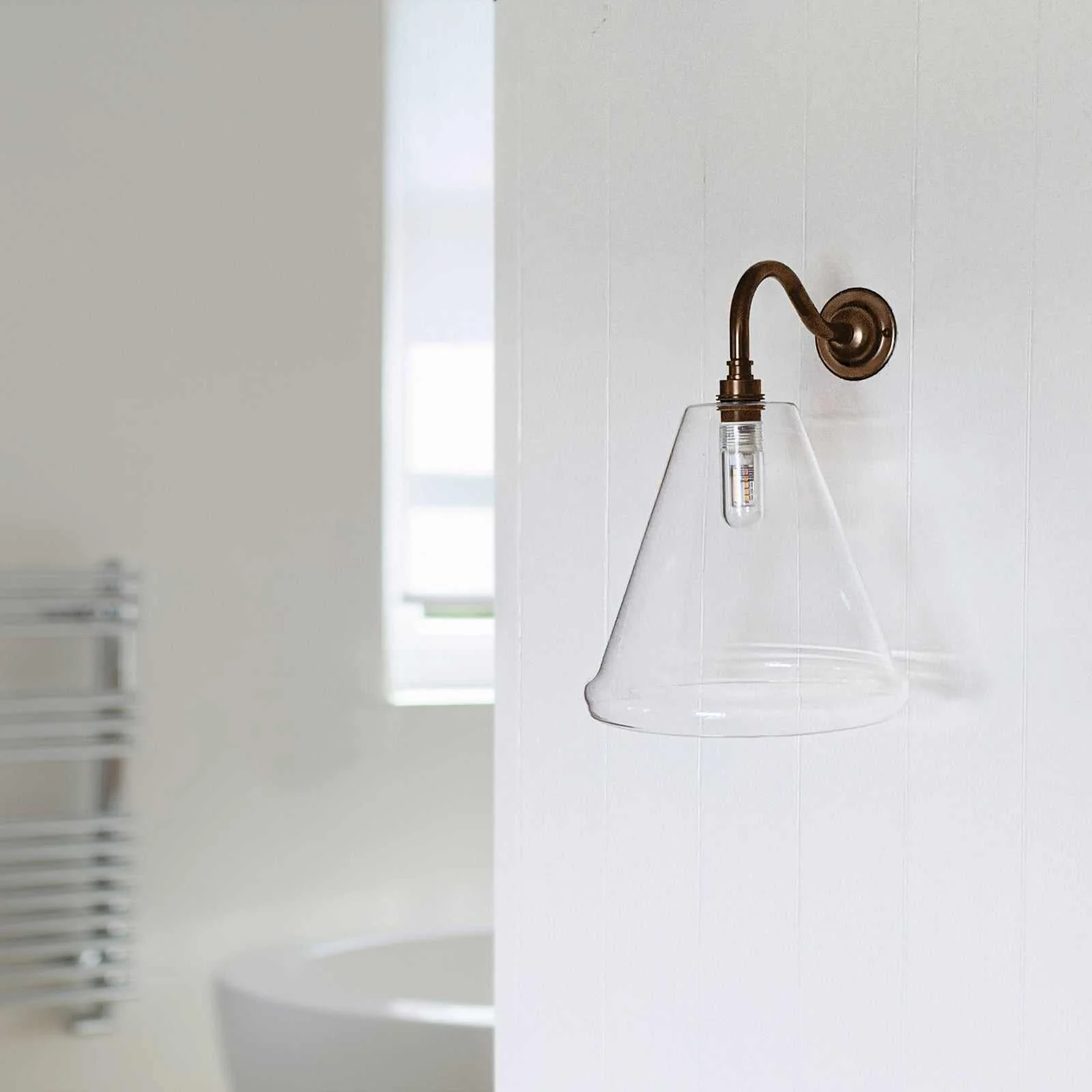 Rye Medium Clear Glass Shade Bathroom Wall Light