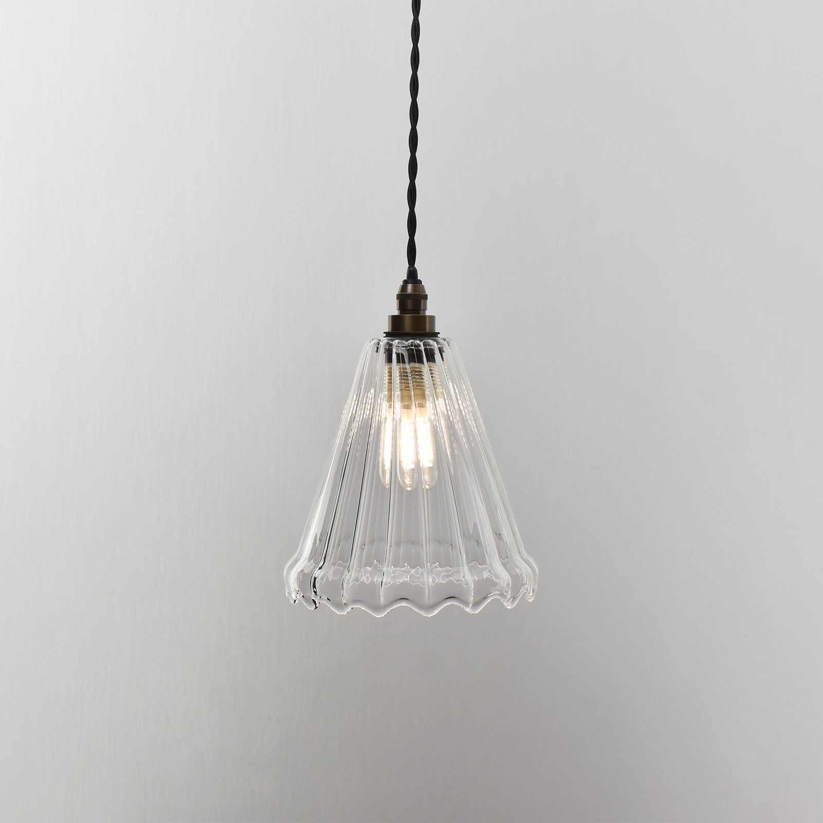 Rye Small Ribbed Glass Bathroom Pendant Light