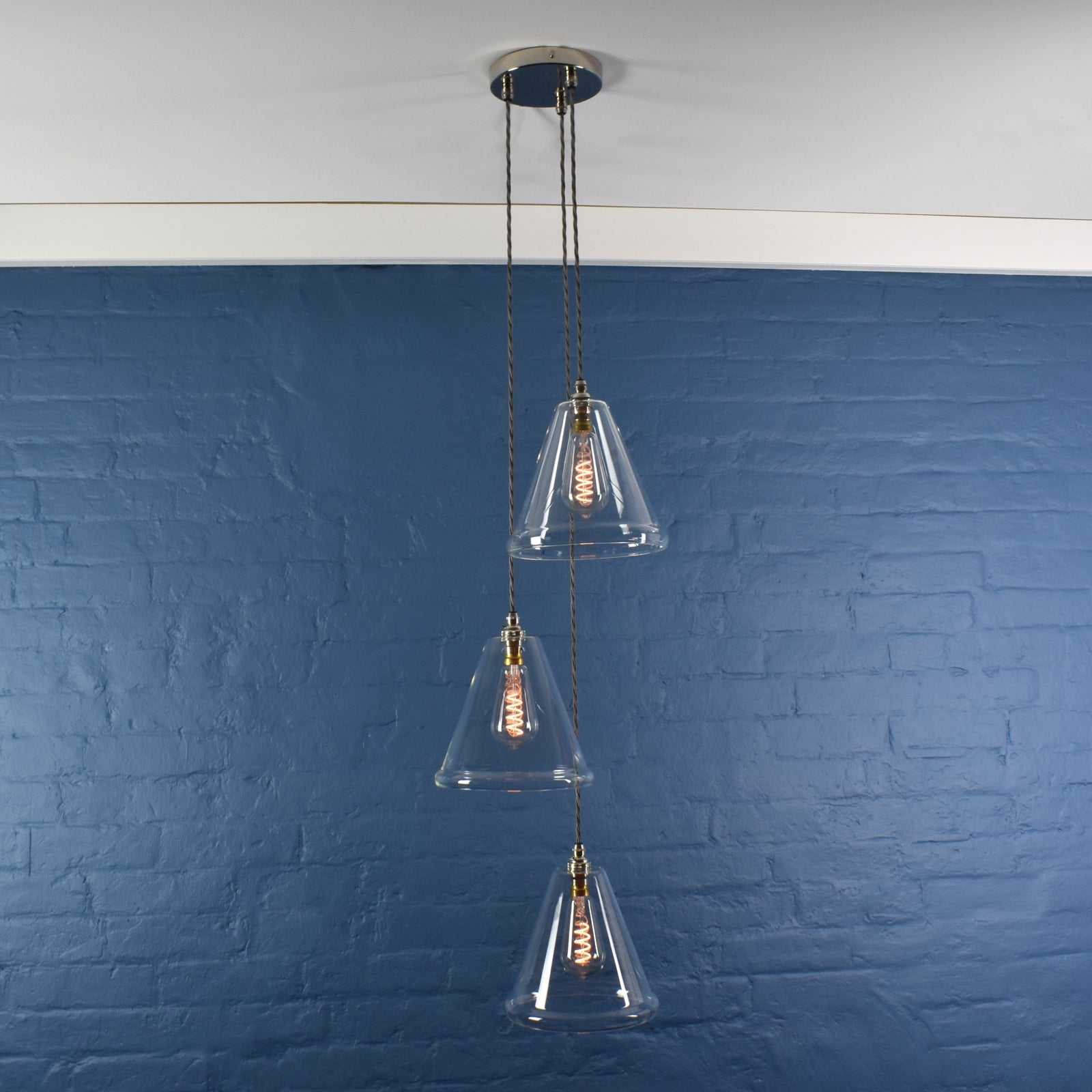 Rye Medium Clear Glass Shade Cluster Pendant Light
