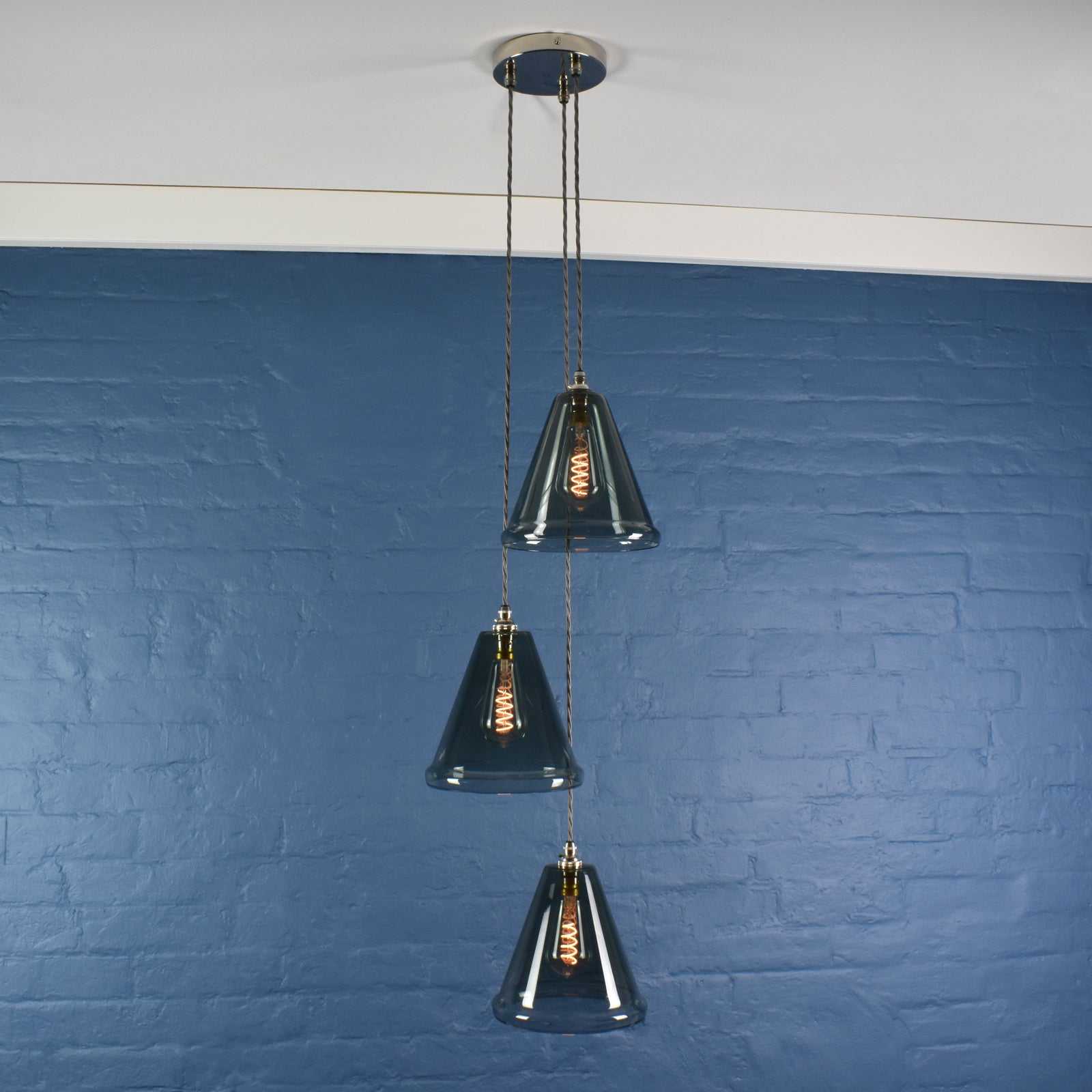 Rye Medium Smoked Glass Shade Cluster Pendant Light