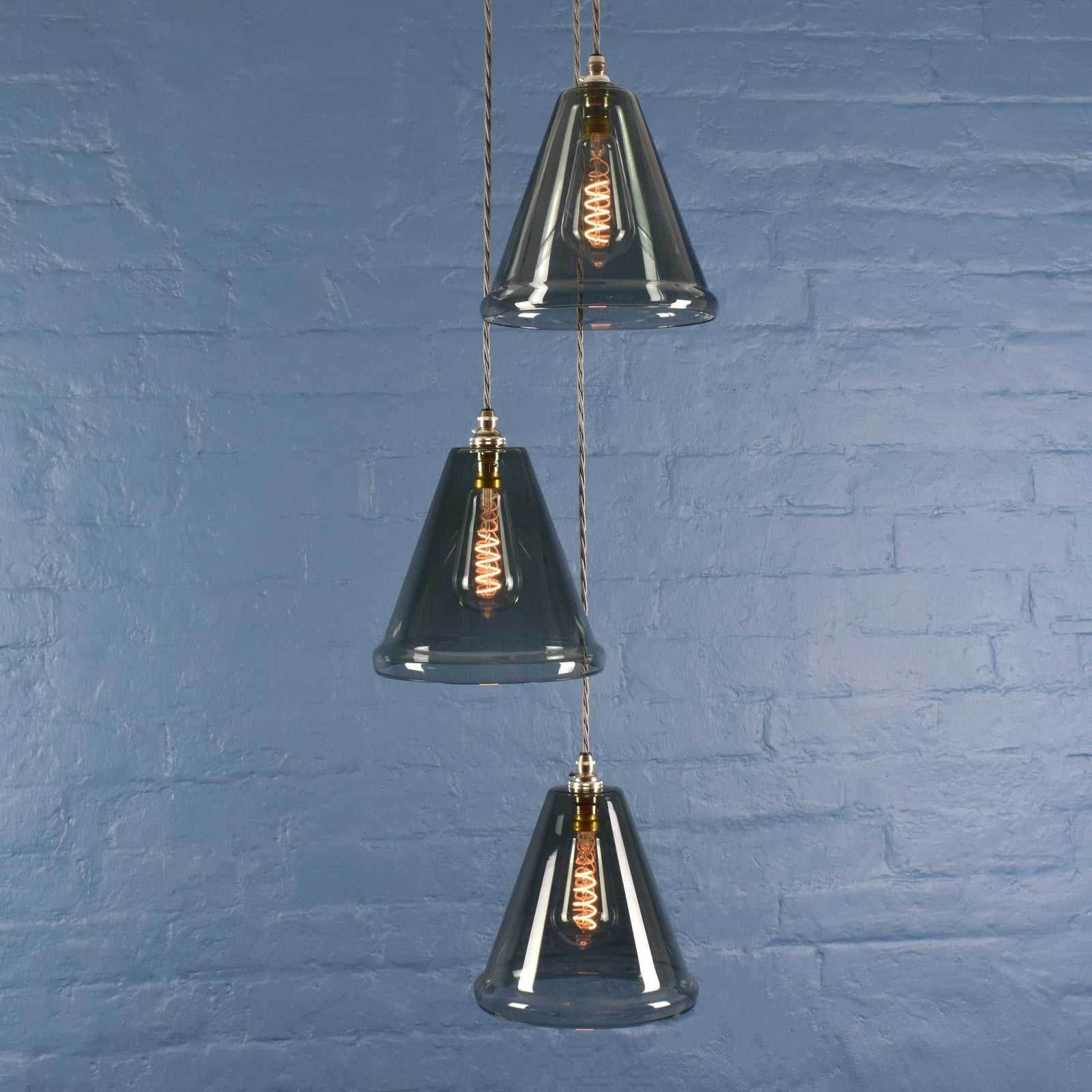 Rye Medium Smoked Glass Shade Cluster Pendant Light - Image 2