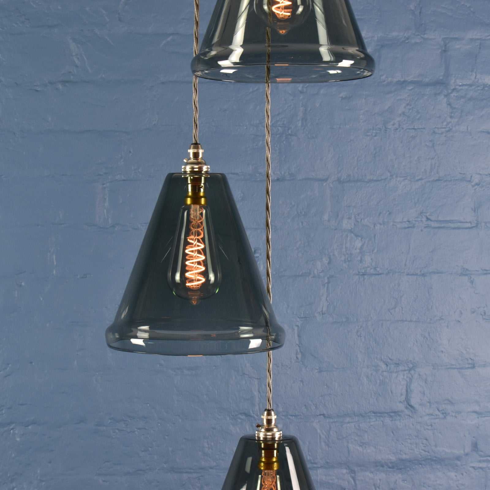 Rye Medium Smoked Glass Shade Cluster Pendant Light - Image 3