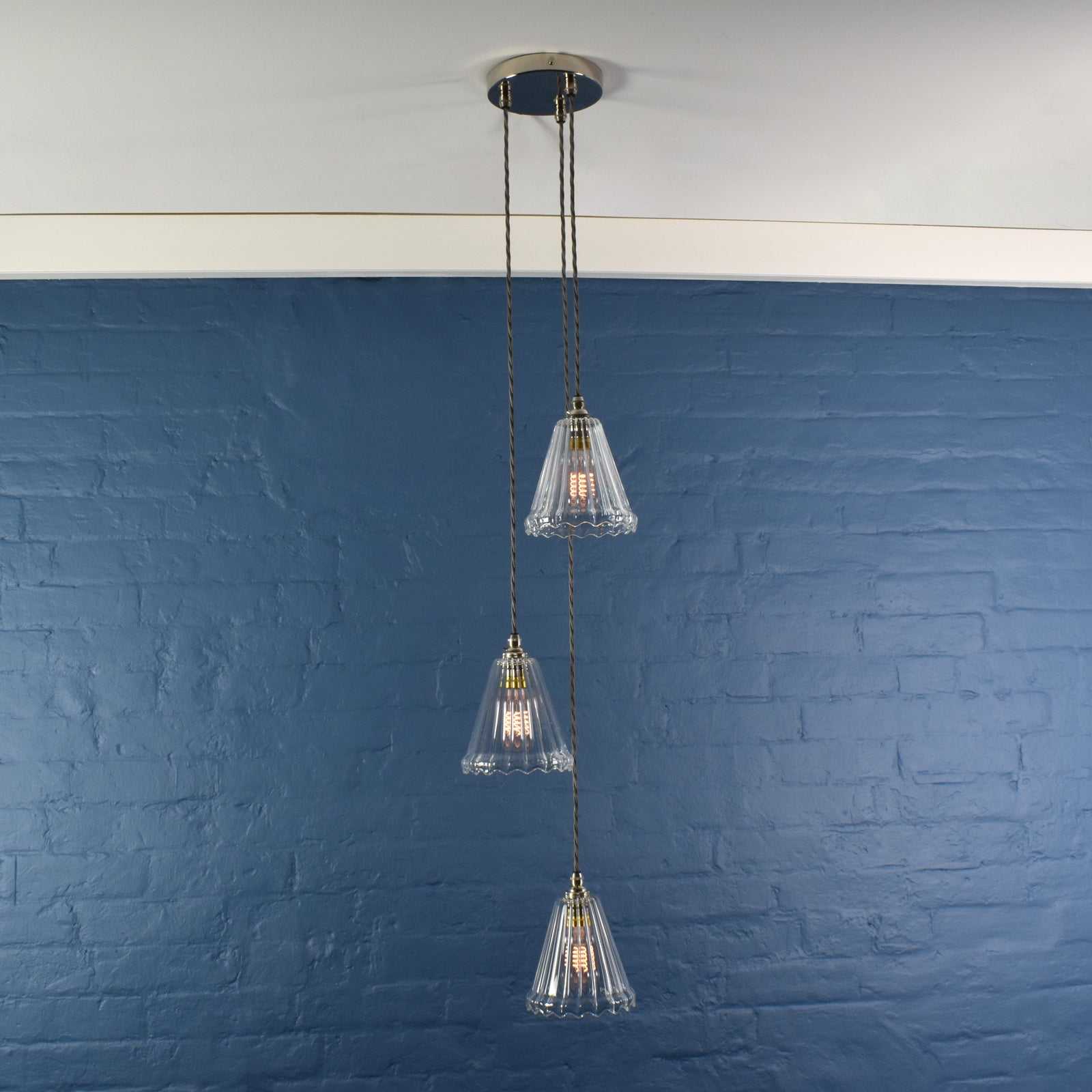 Rye Small Ribbed Glass Shade Cluster Pendant Light