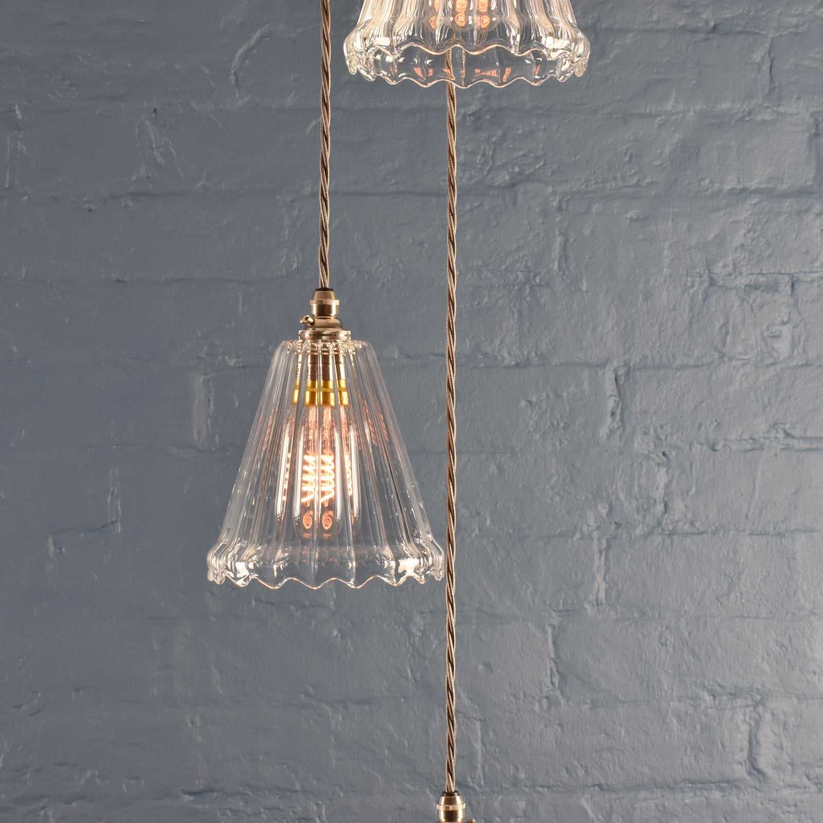 Rye Small Ribbed Glass Shade Cluster Pendant Light - Image 3