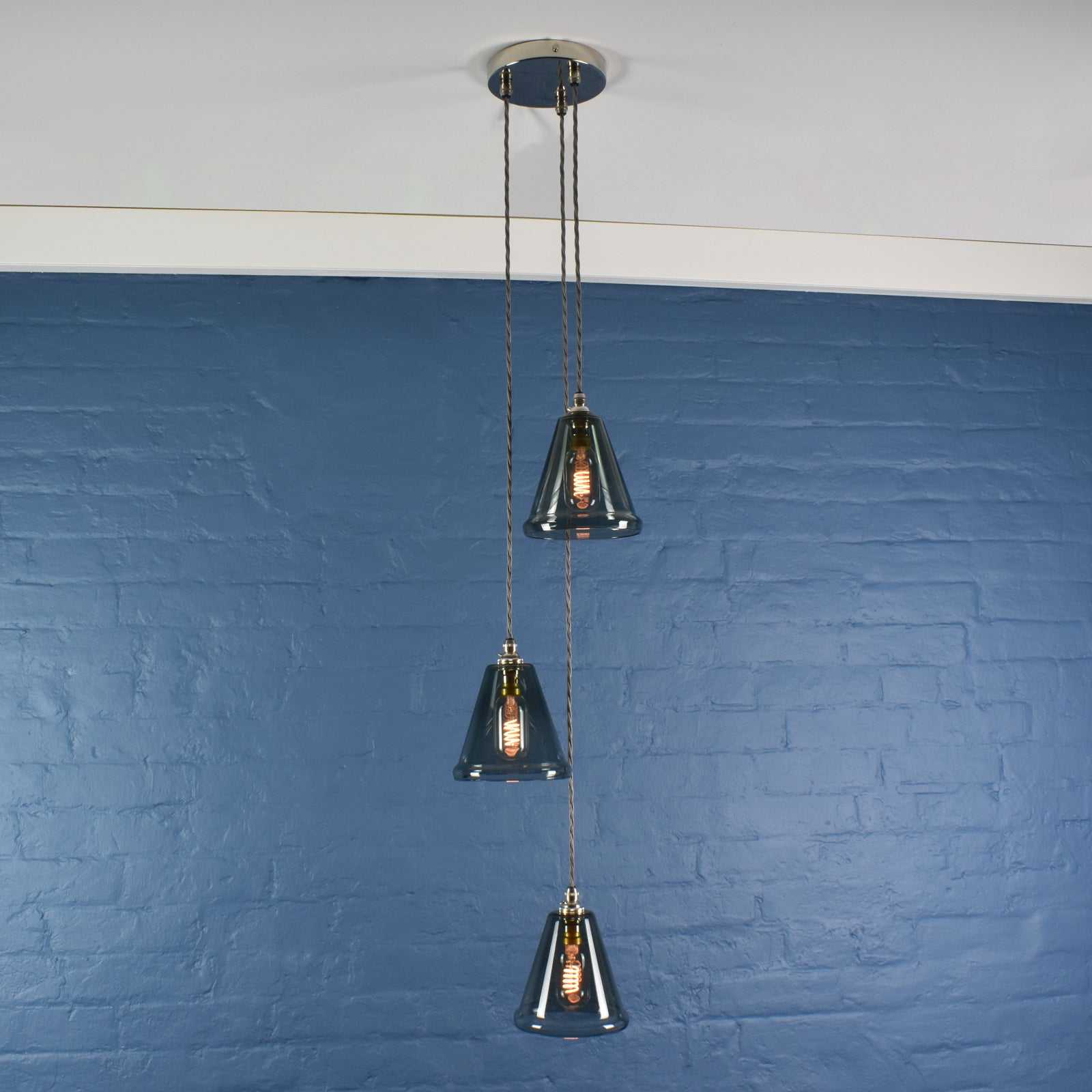 Rye Small Smoked Glass Shade Cluster Pendant Light