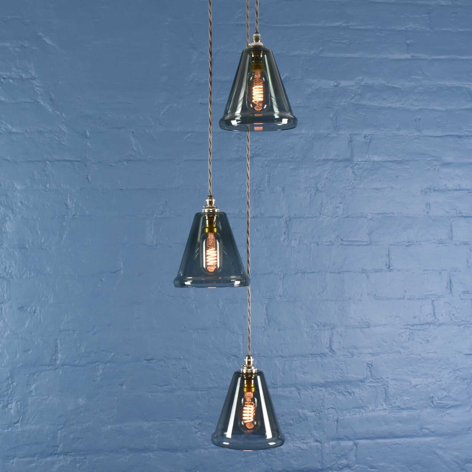 Rye Small Smoked Glass Shade Cluster Pendant Light - Image 2