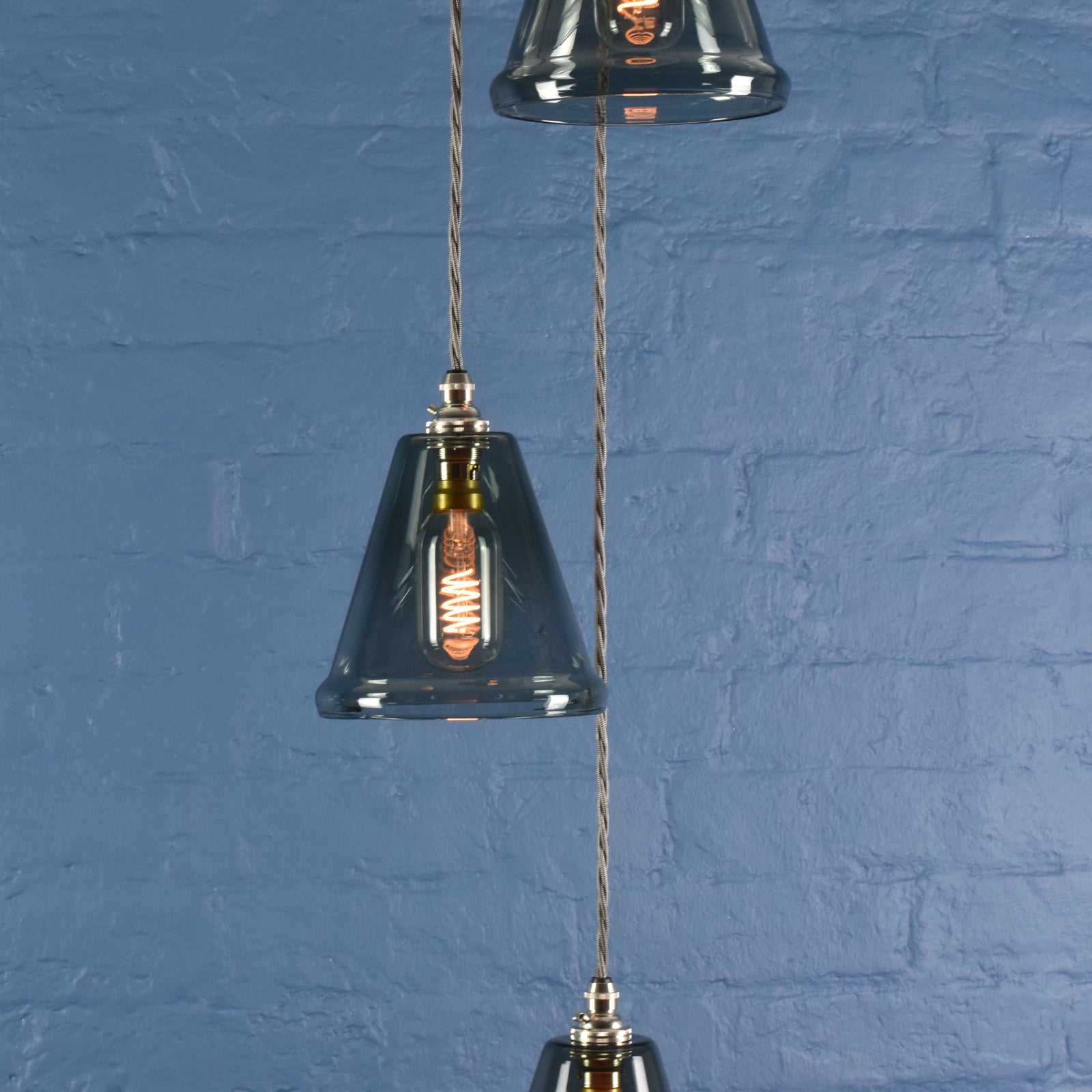 Rye Small Smoked Glass Shade Cluster Pendant Light - Image 3