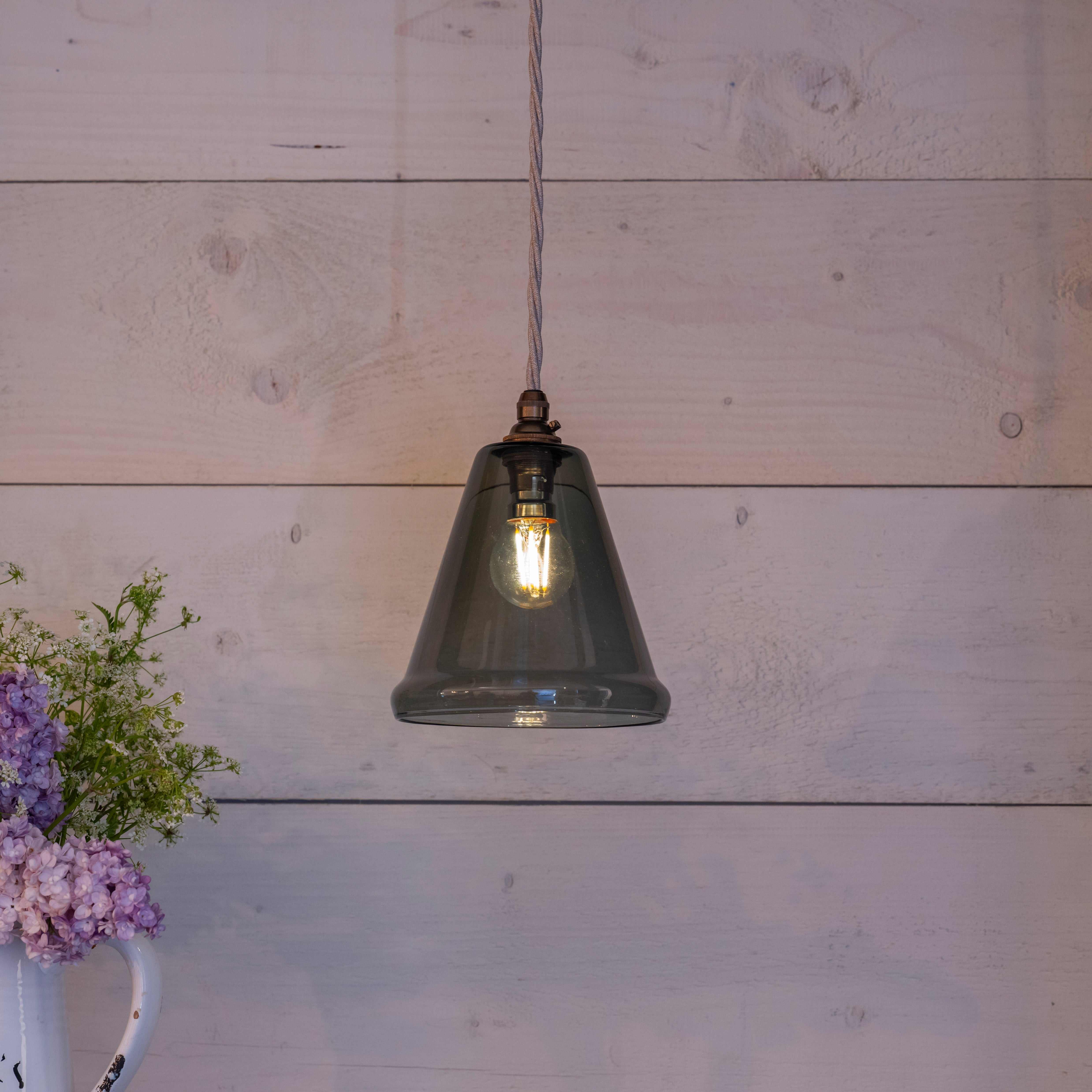 Rye Small Smoked Glass Shade Pendant Light