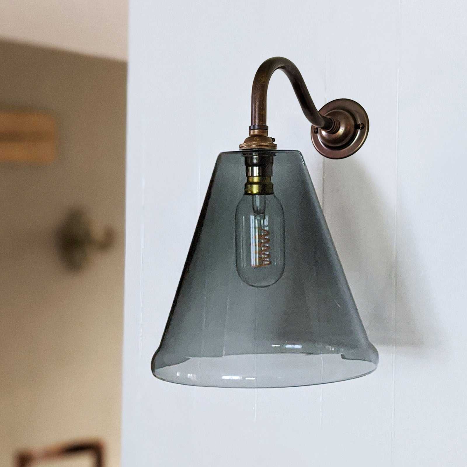 Rye Medium Smoked Glass Shade Wall Light