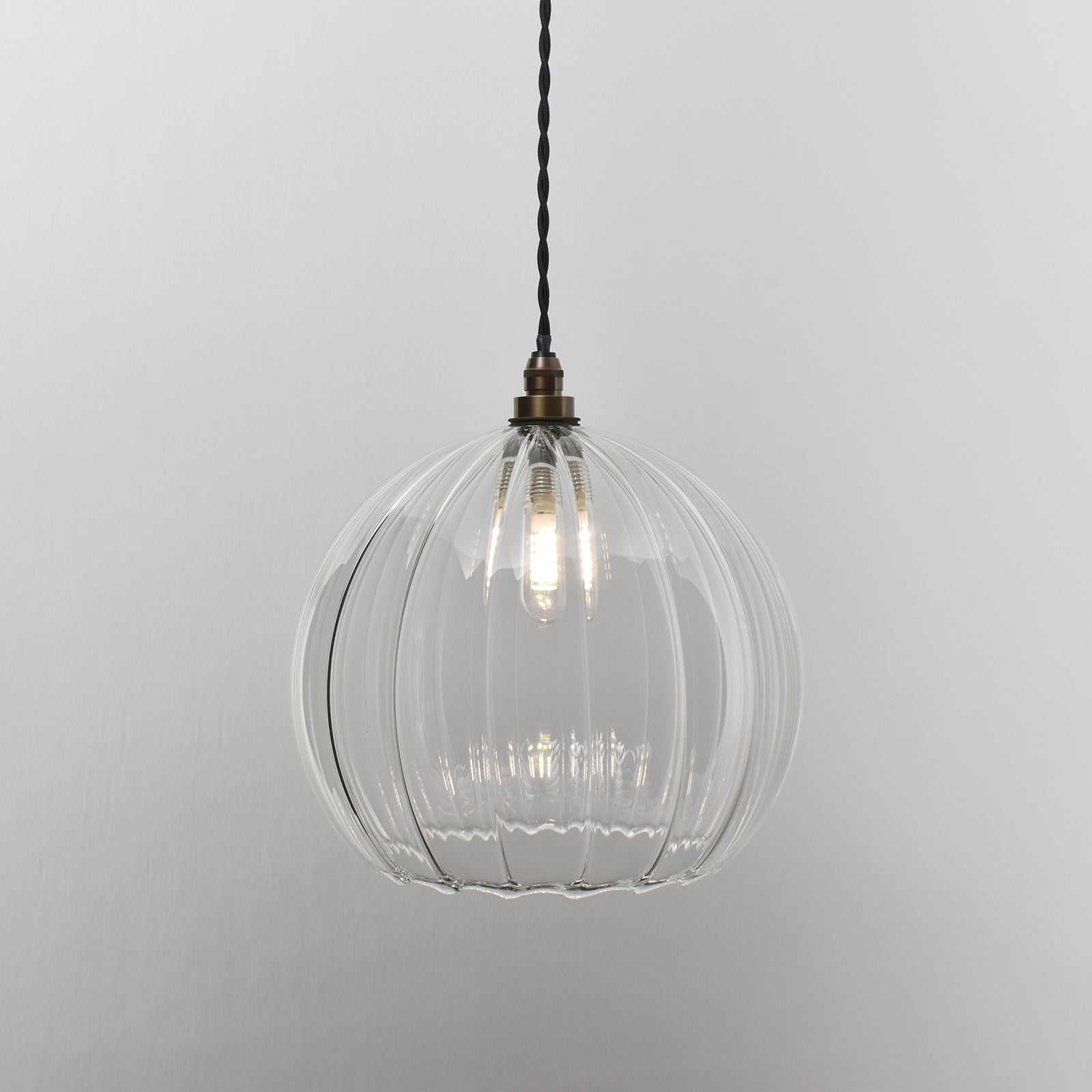 Soho Large Ribbed Glass Shade Bathroom Pendant Light - Image 3
