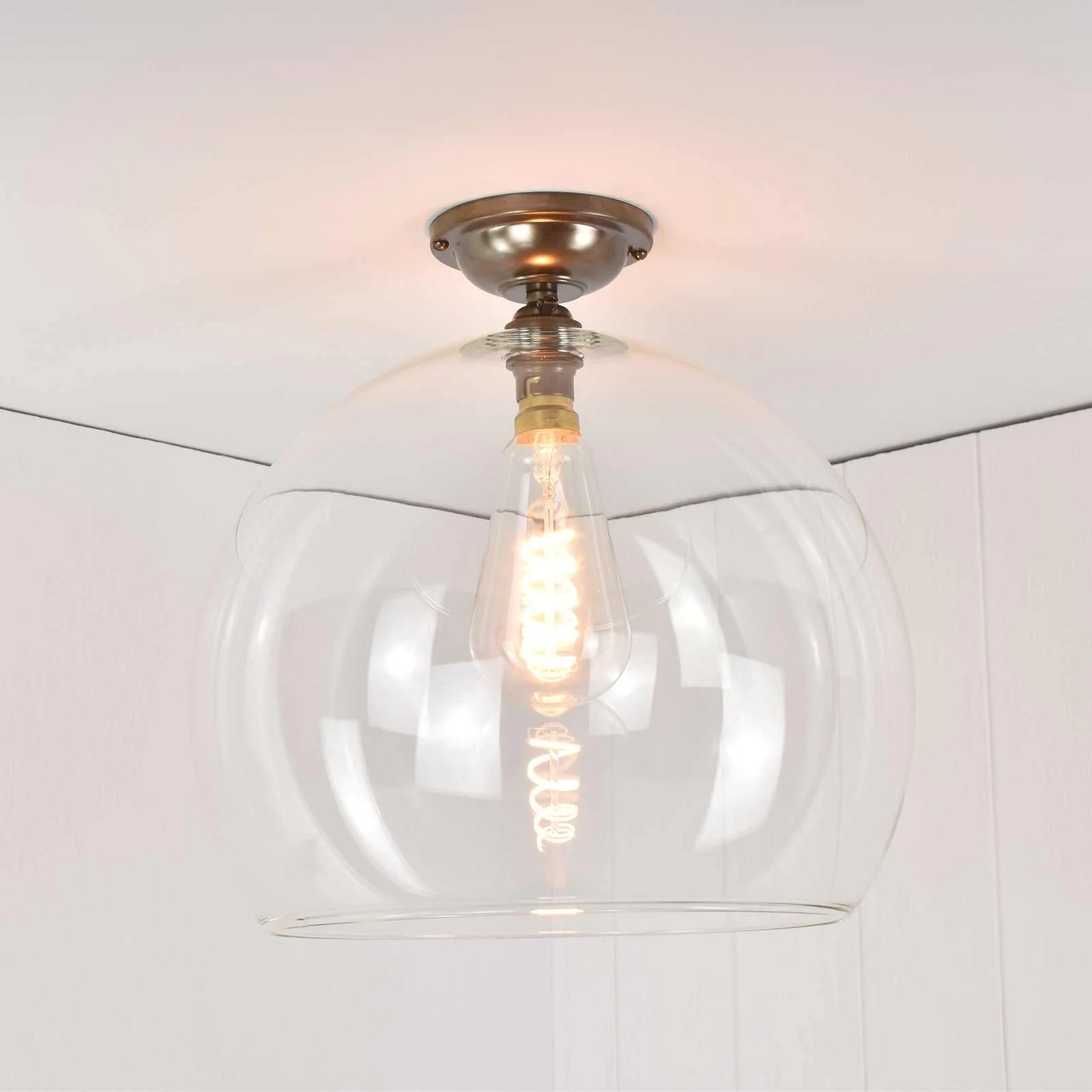 Soho Extra Large Clear Glass Globe Flush Ceiling Light
