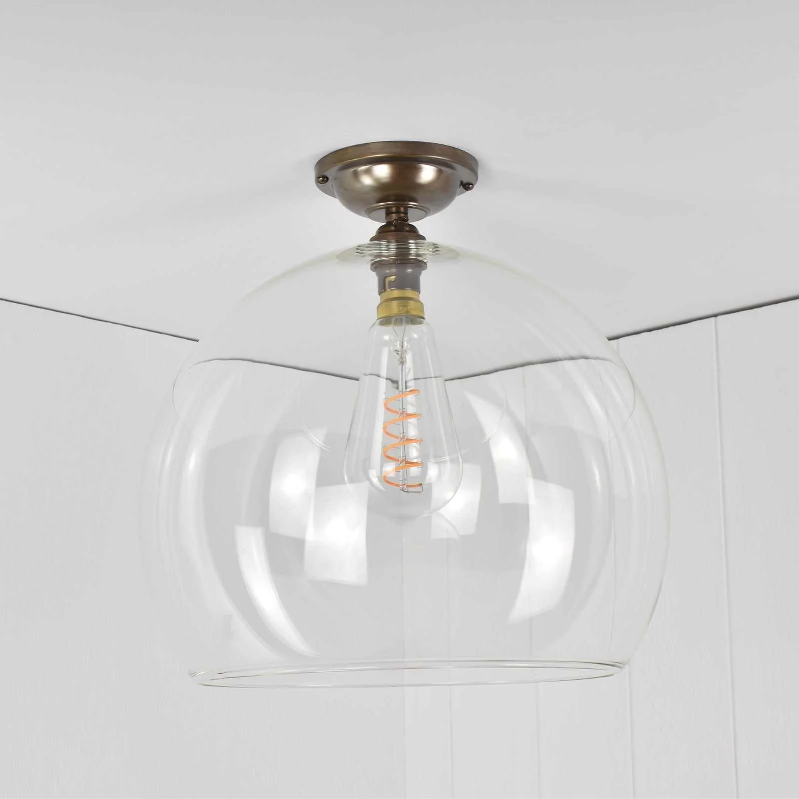 Soho Extra Large Clear Glass Globe Flush Ceiling Light - Image 2