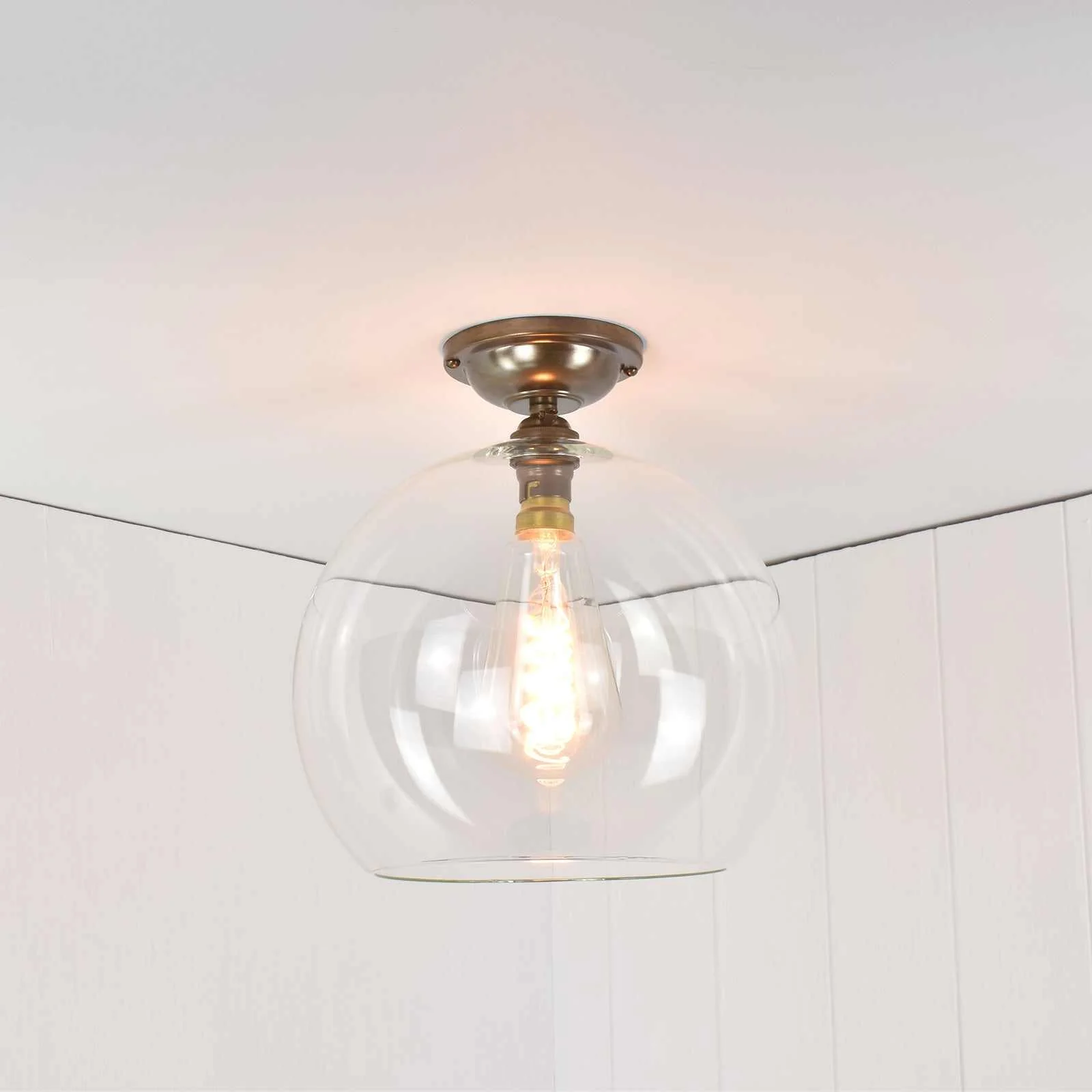 Soho Large Clear Glass Shade Flush Ceiling Light
