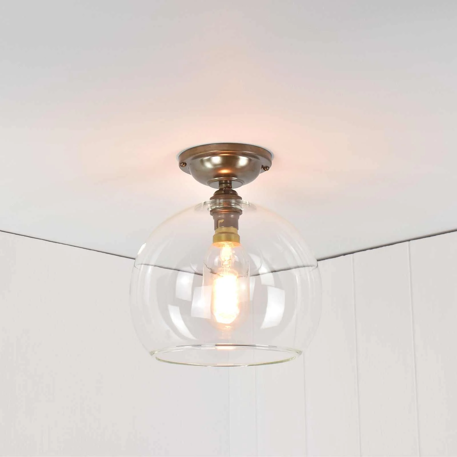 Soho Medium Clear Glass Globe Flush Ceiling Light