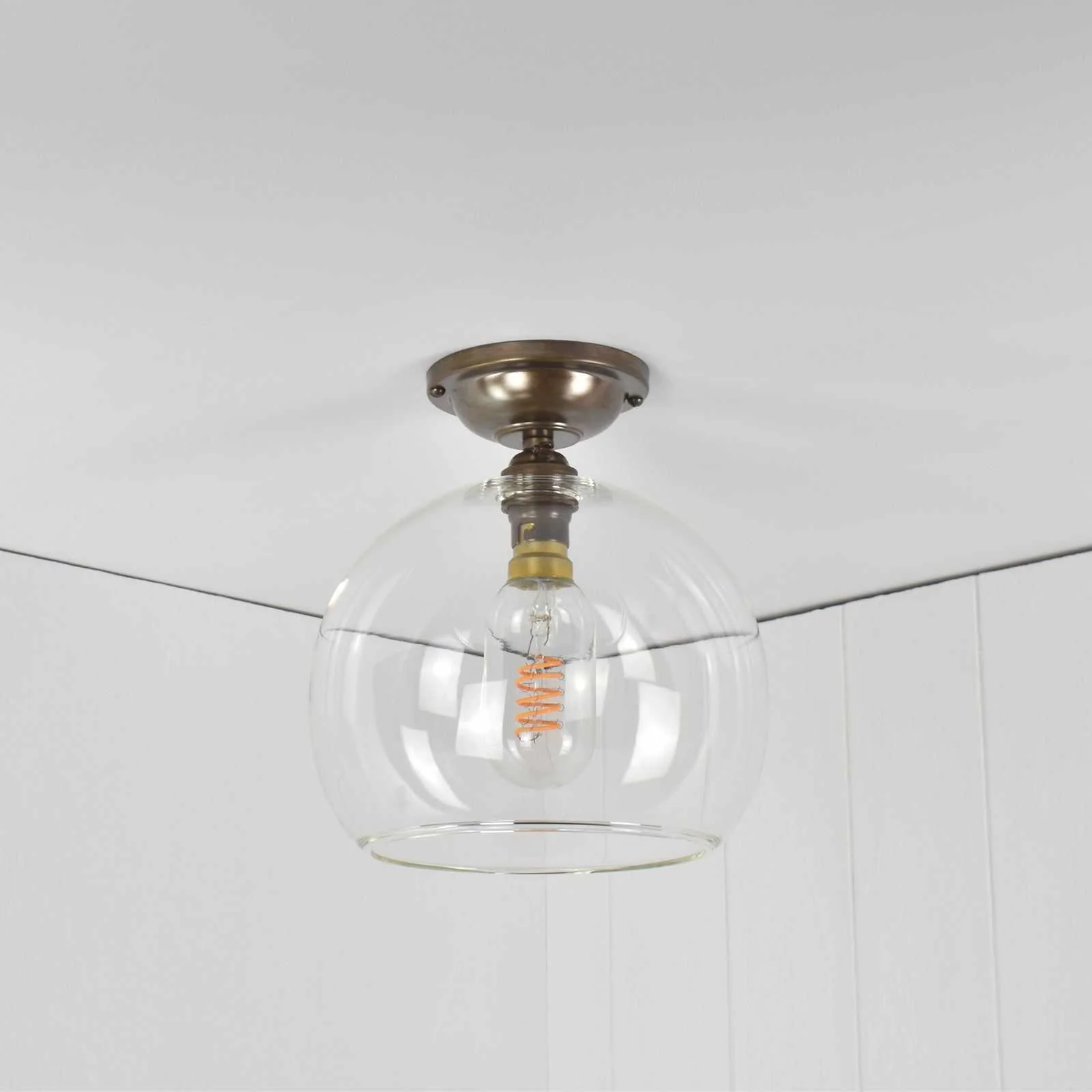 Soho Medium Clear Glass Globe Flush Ceiling Light - Image 2
