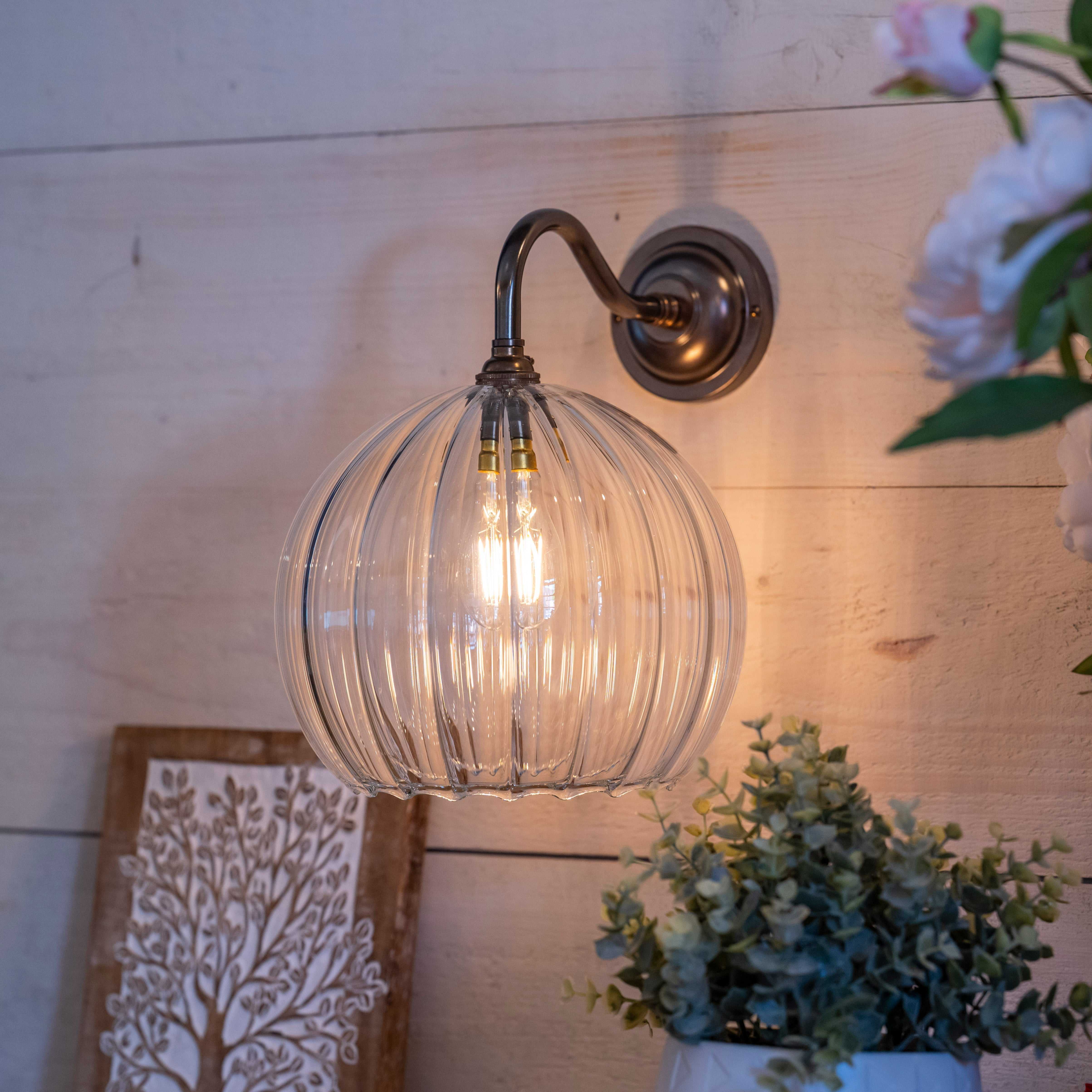 Soho Large Ribbed Glass Shade Wall Light