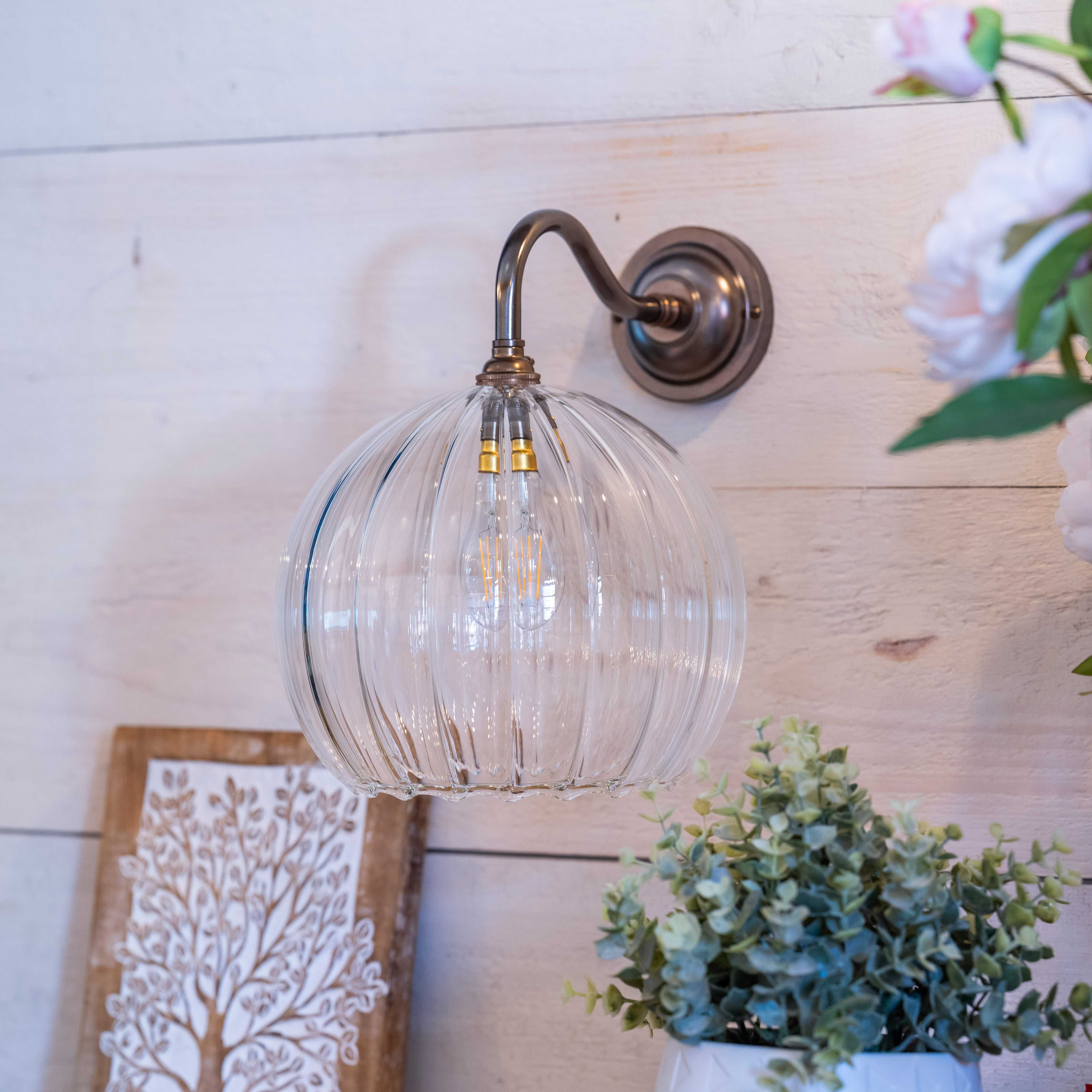 Soho Large Ribbed Glass Shade Wall Light - Image 2