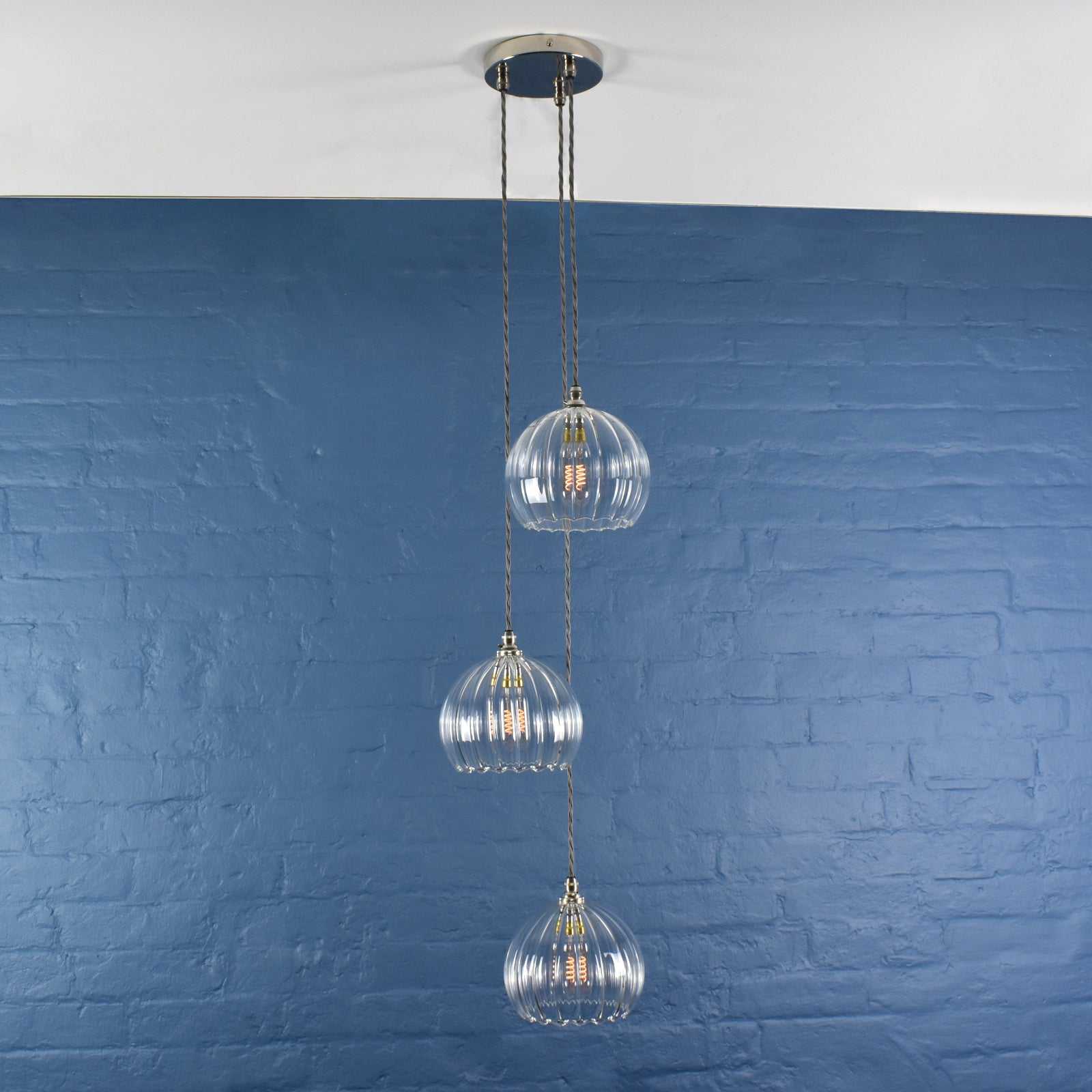 Soho Medium Ribbed Glass Shade Cluster Pendant Light - Image 2
