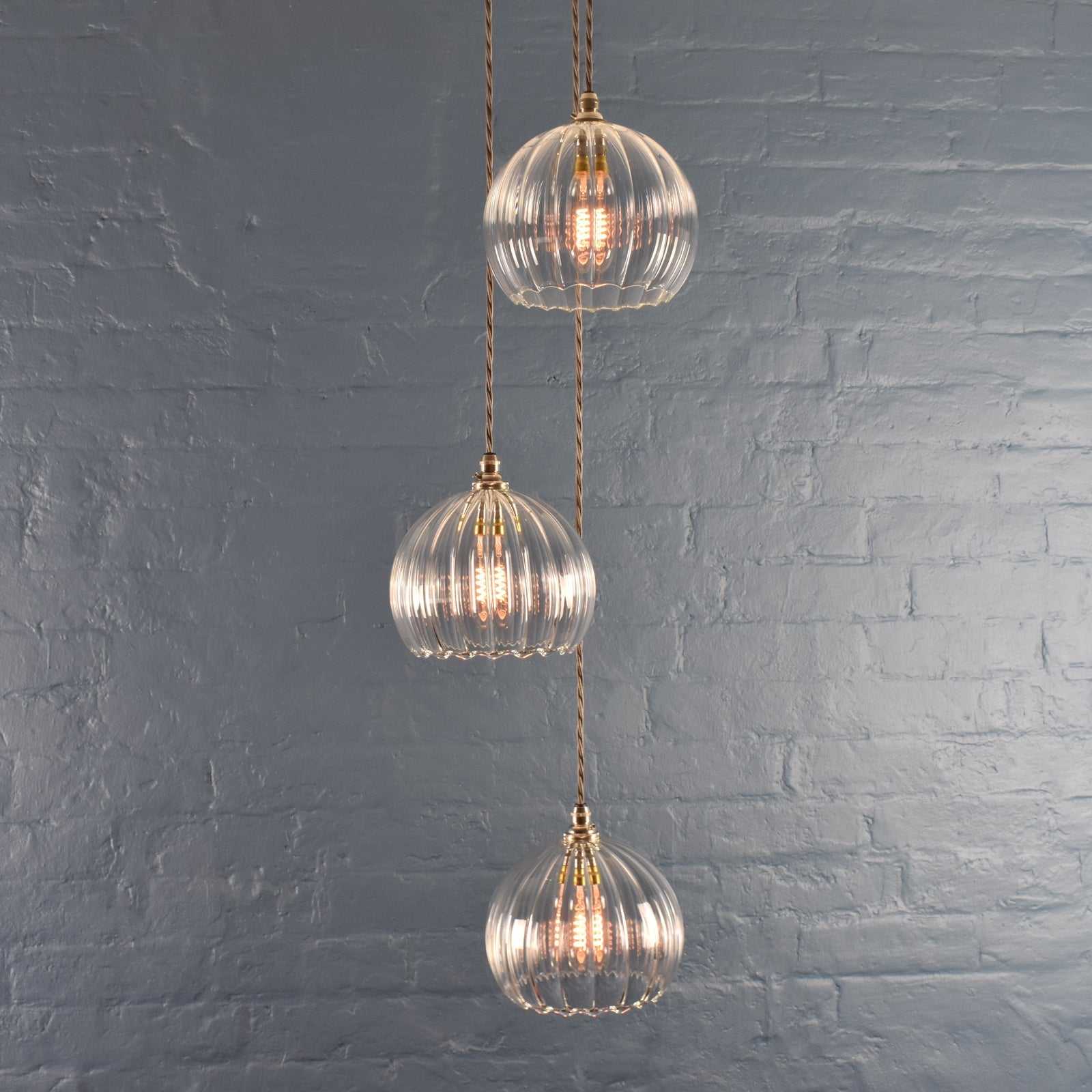 Soho Medium Ribbed Glass Shade Cluster Pendant Light - Image 3