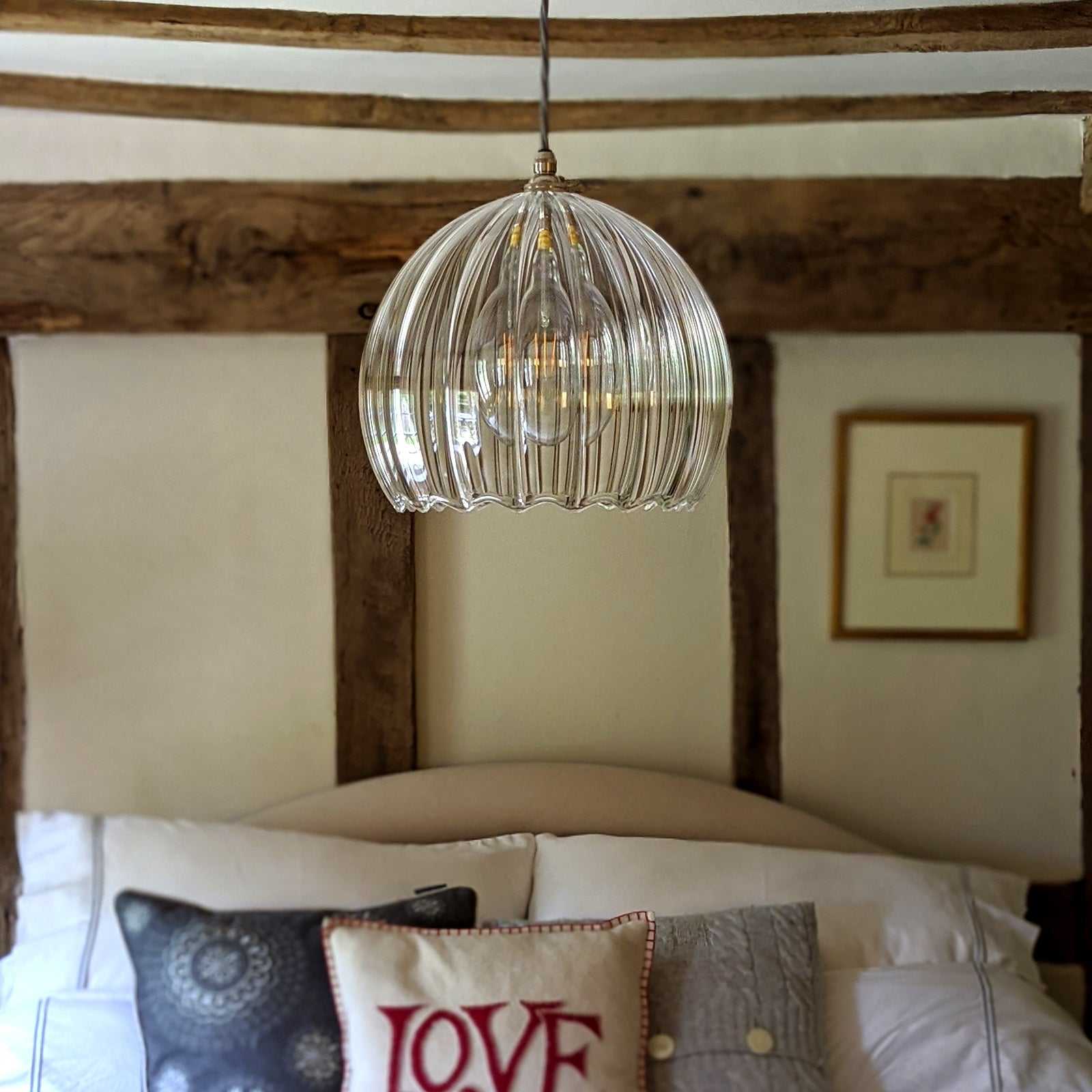 Soho Extra Large Ribbed Glass Shade Pendant Light