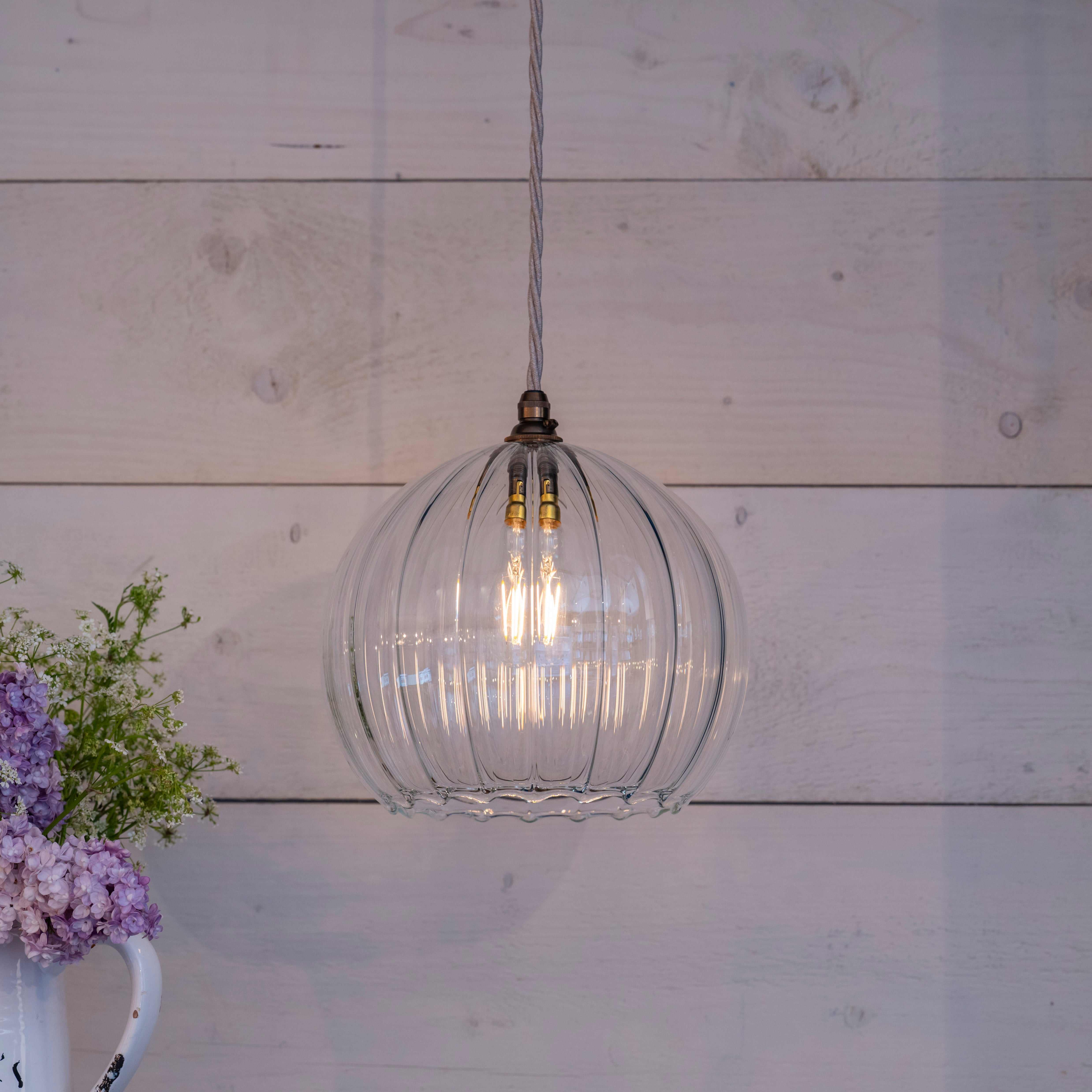 Soho Large Ribbed Glass Shade Pendant Light