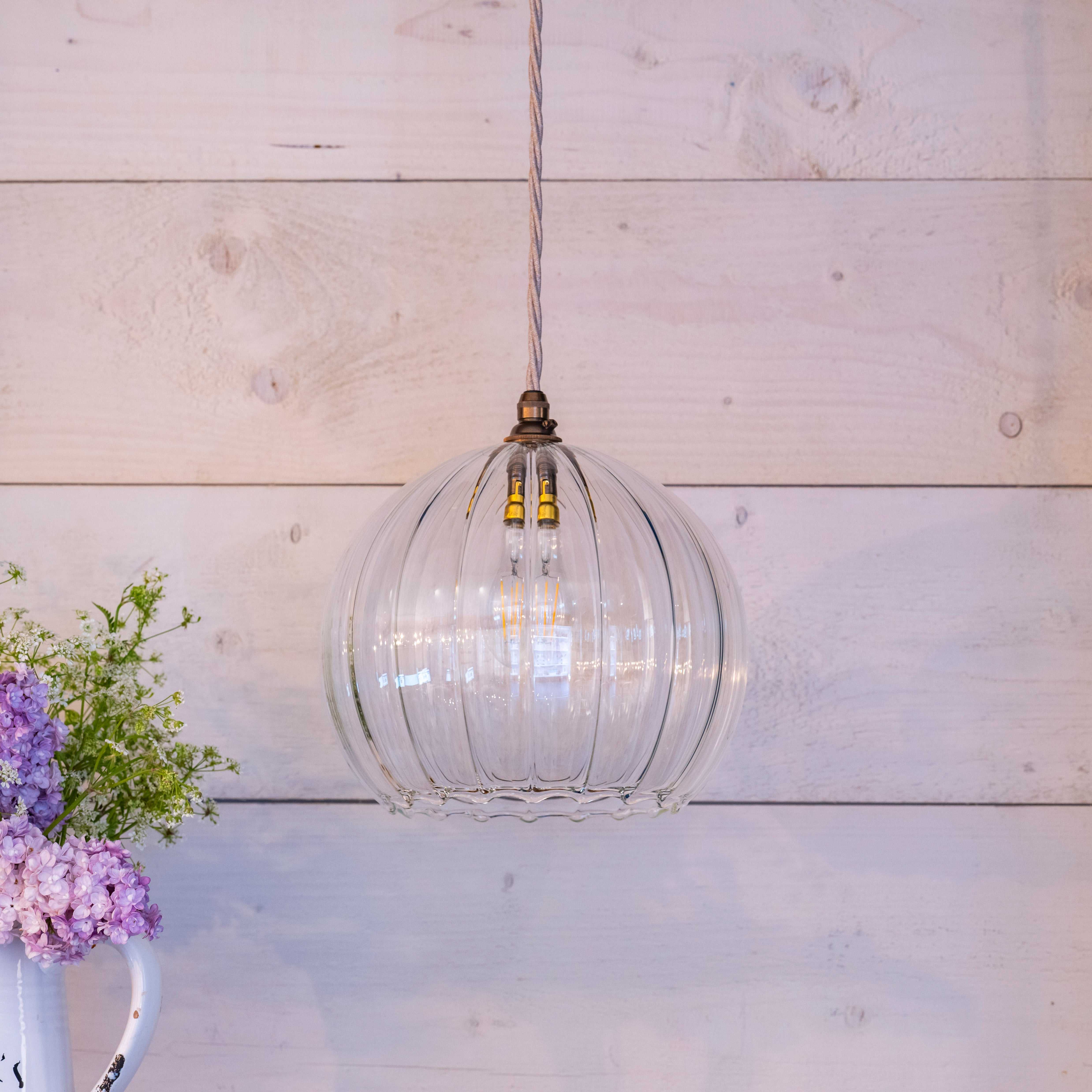 Soho Large Ribbed Glass Shade Pendant Light - Image 2