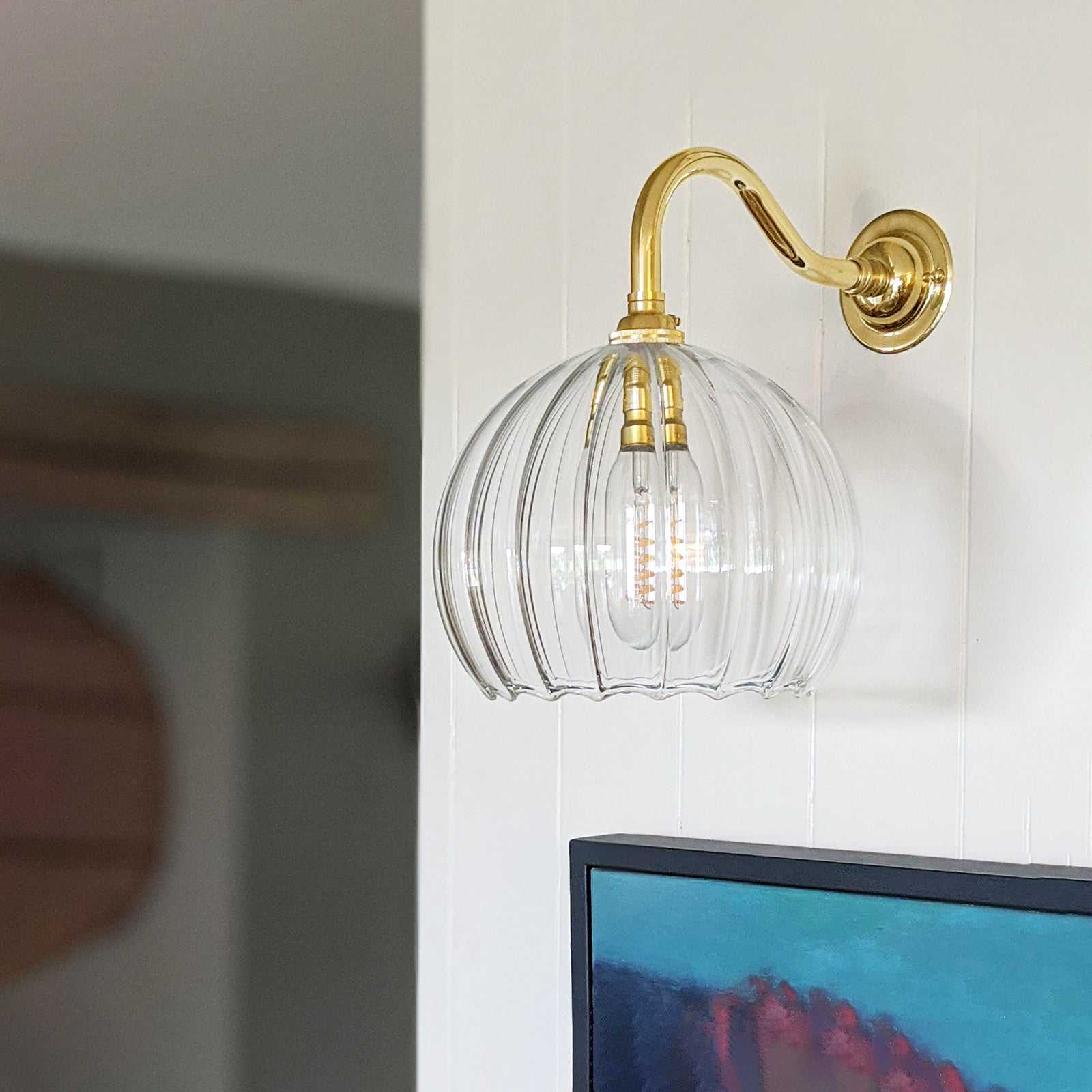 Soho Medium Ribbed Glass Shade Wall Light - Image 2