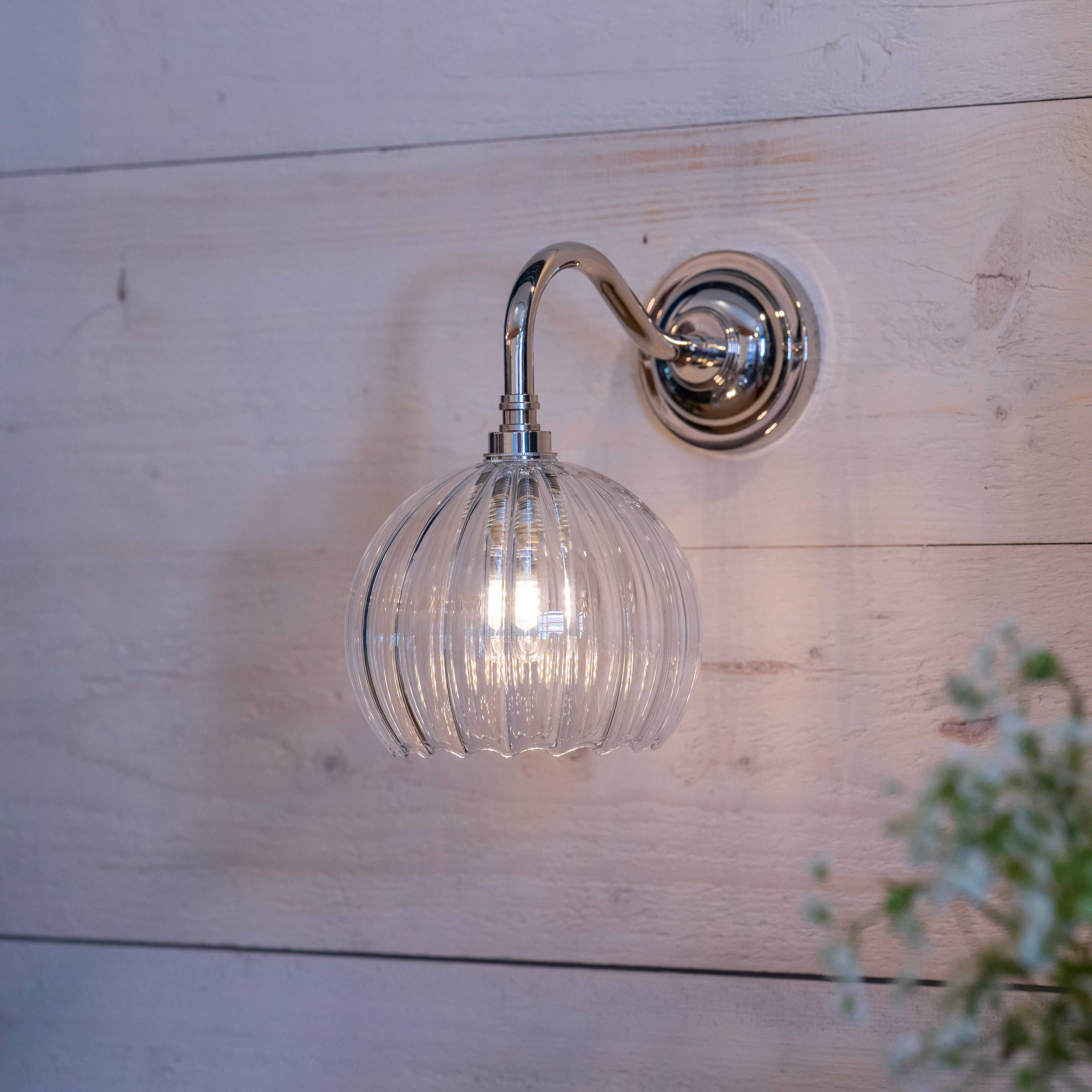Soho Small Ribbed Glass Shade Bathroom Wall Light