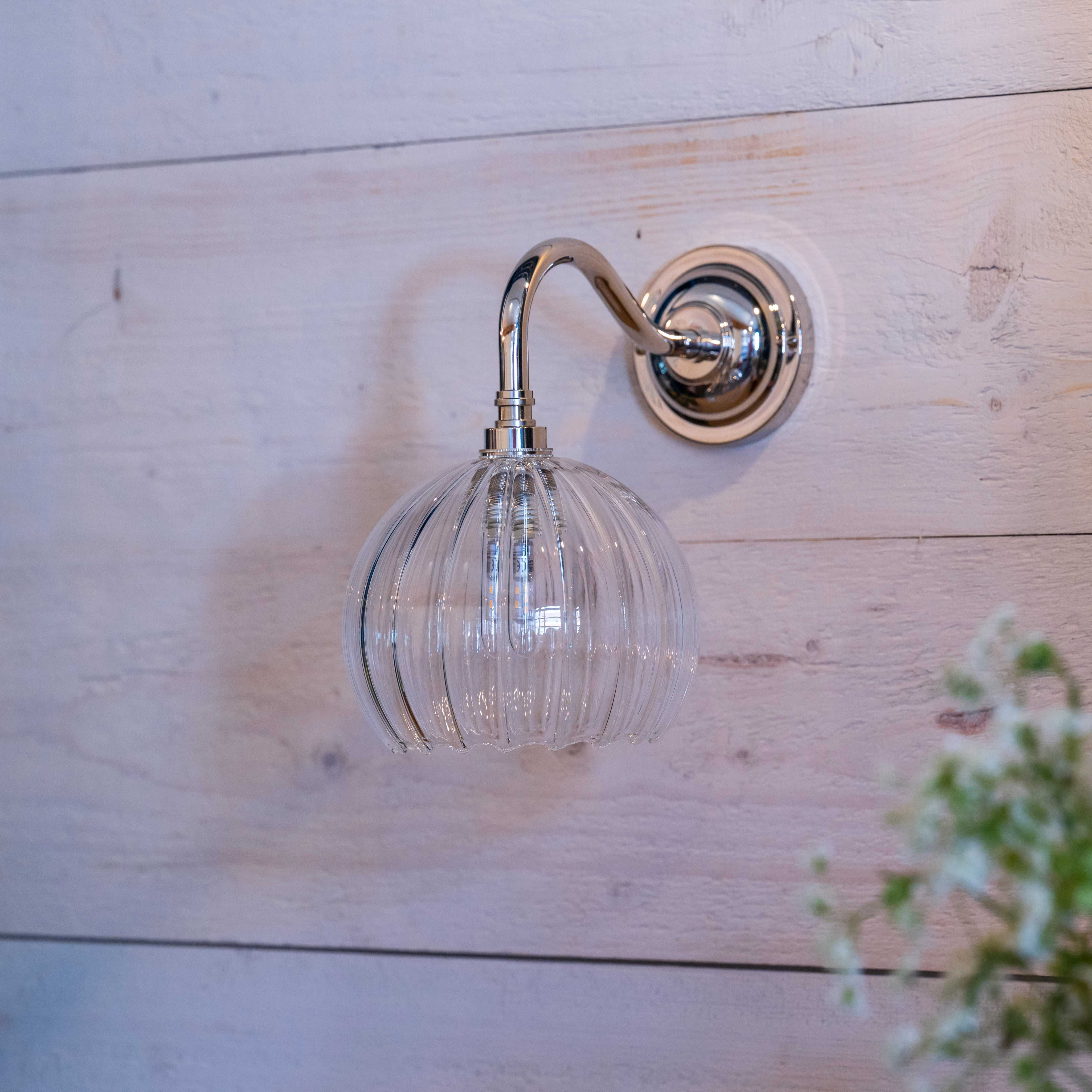 Soho Small Ribbed Glass Shade Bathroom Wall Light - Image 2