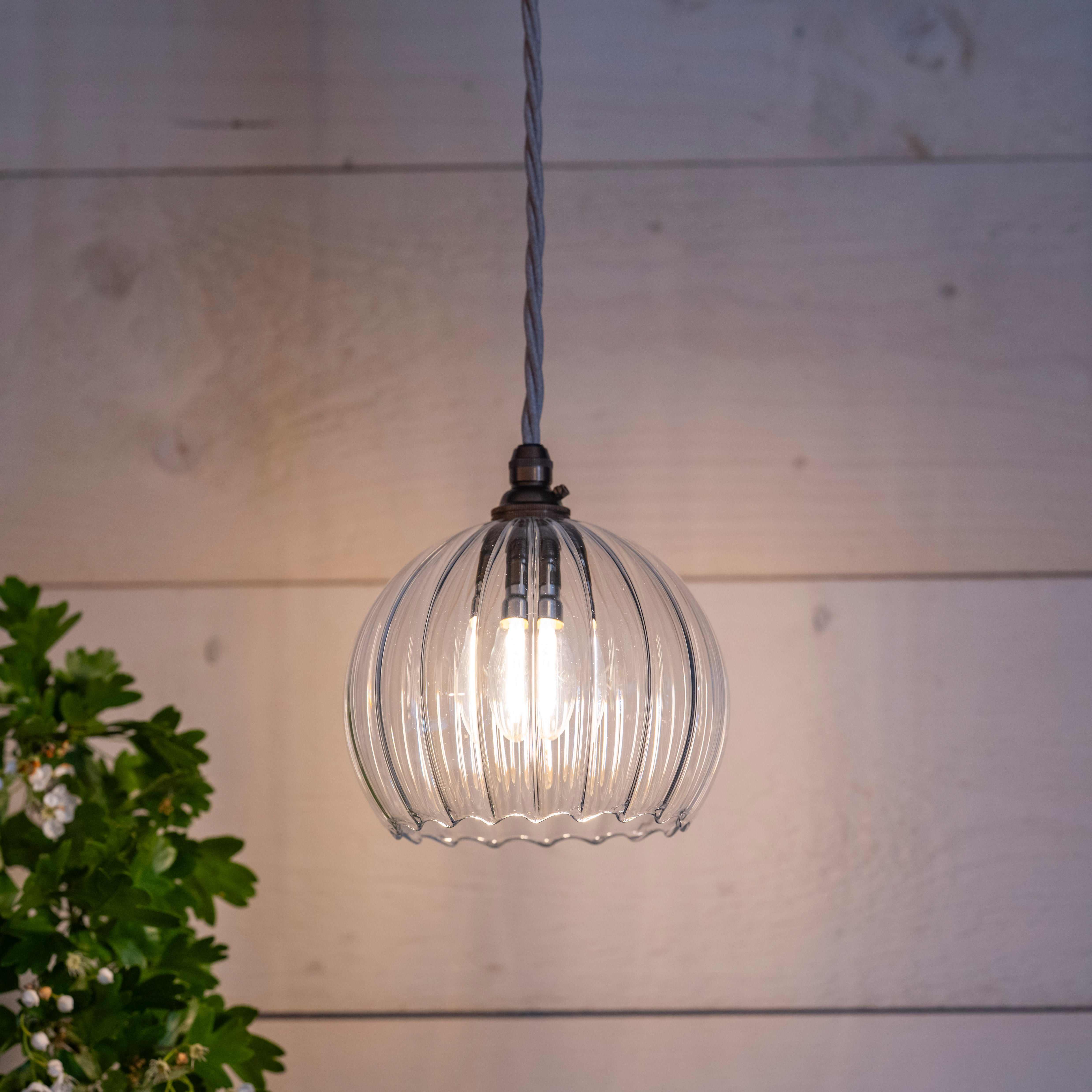 Soho Small Ribbed Glass Shade Pendant Light
