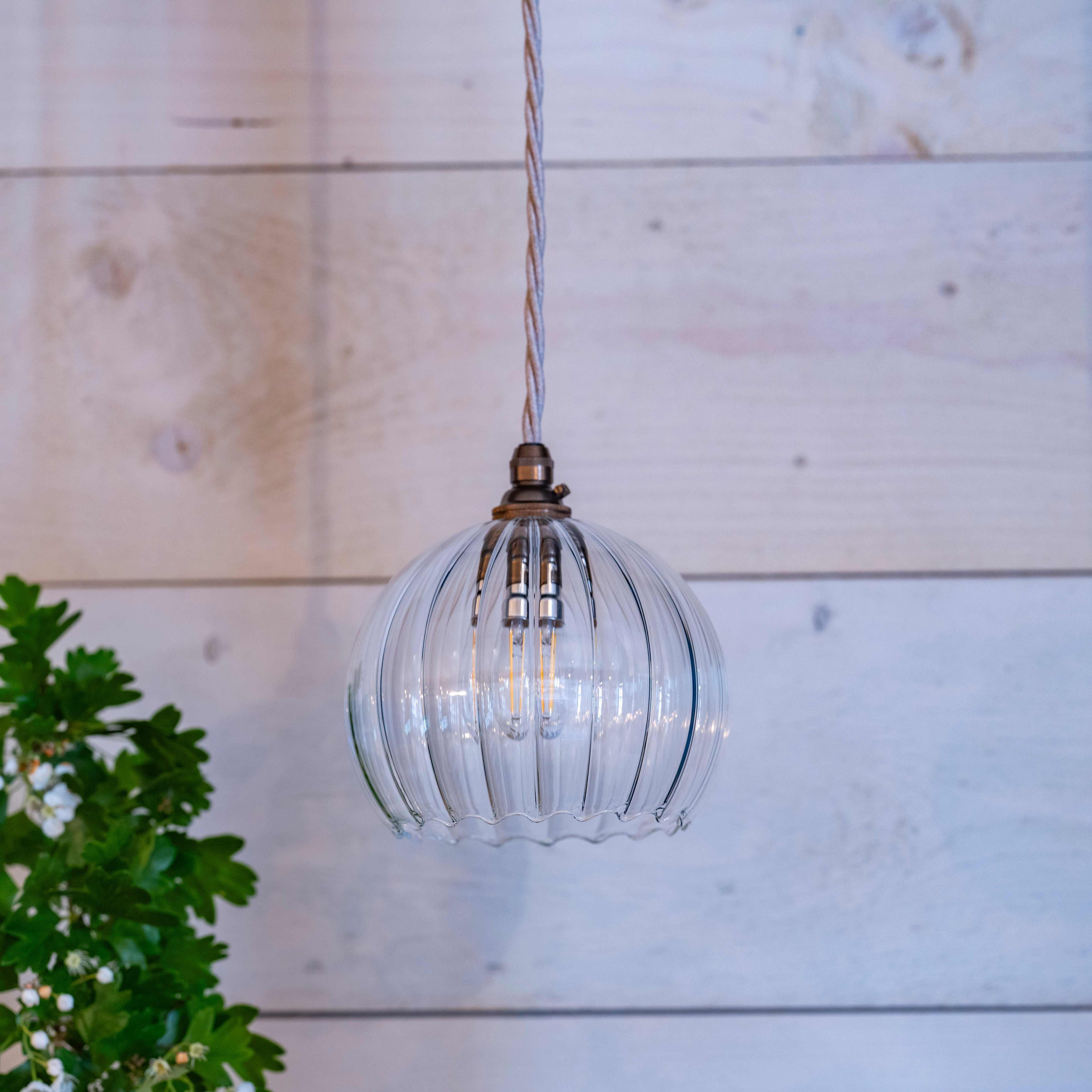 Soho Small Ribbed Glass Shade Pendant Light - Image 2