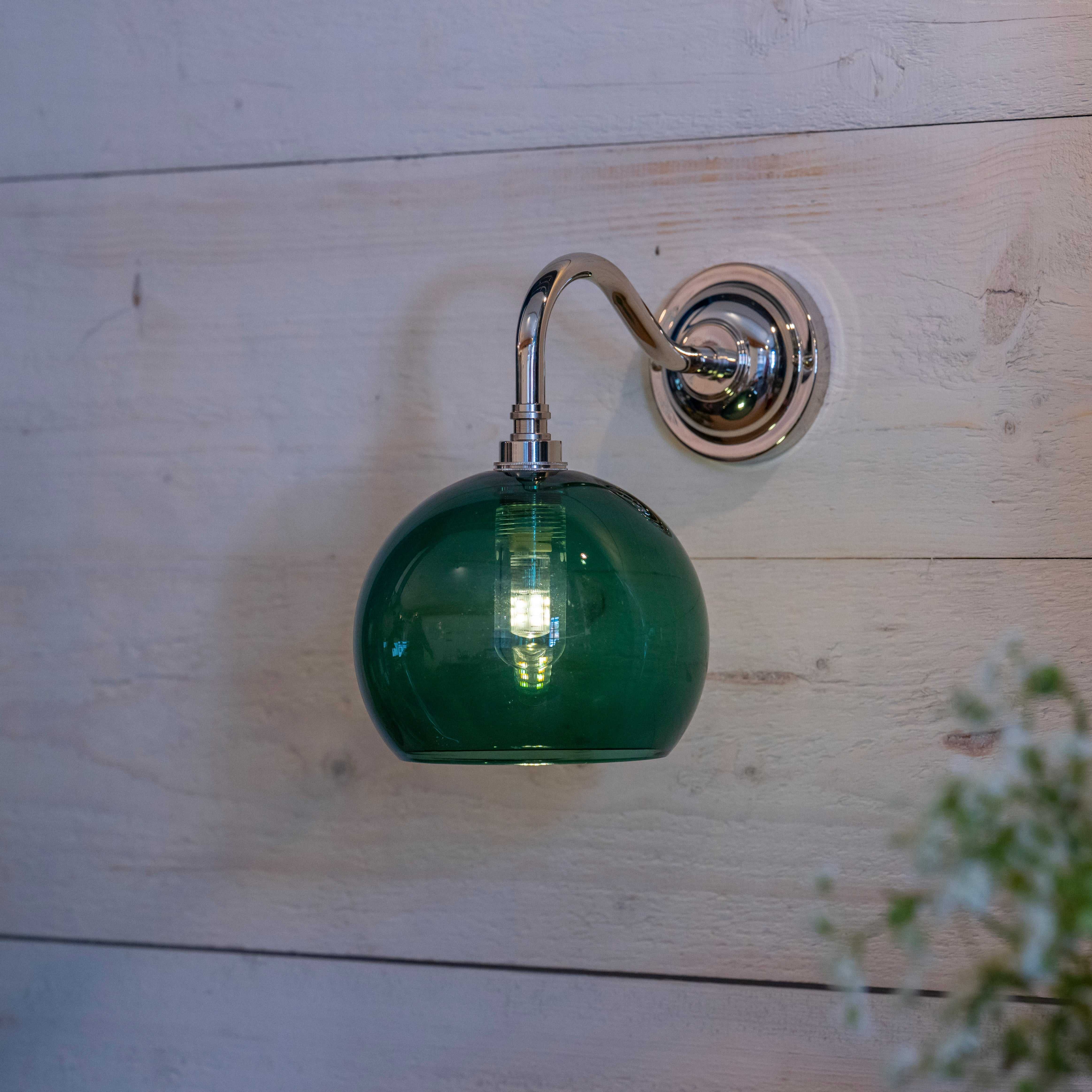 Soho Small Teal Glass Shade Bathroom Wall Light