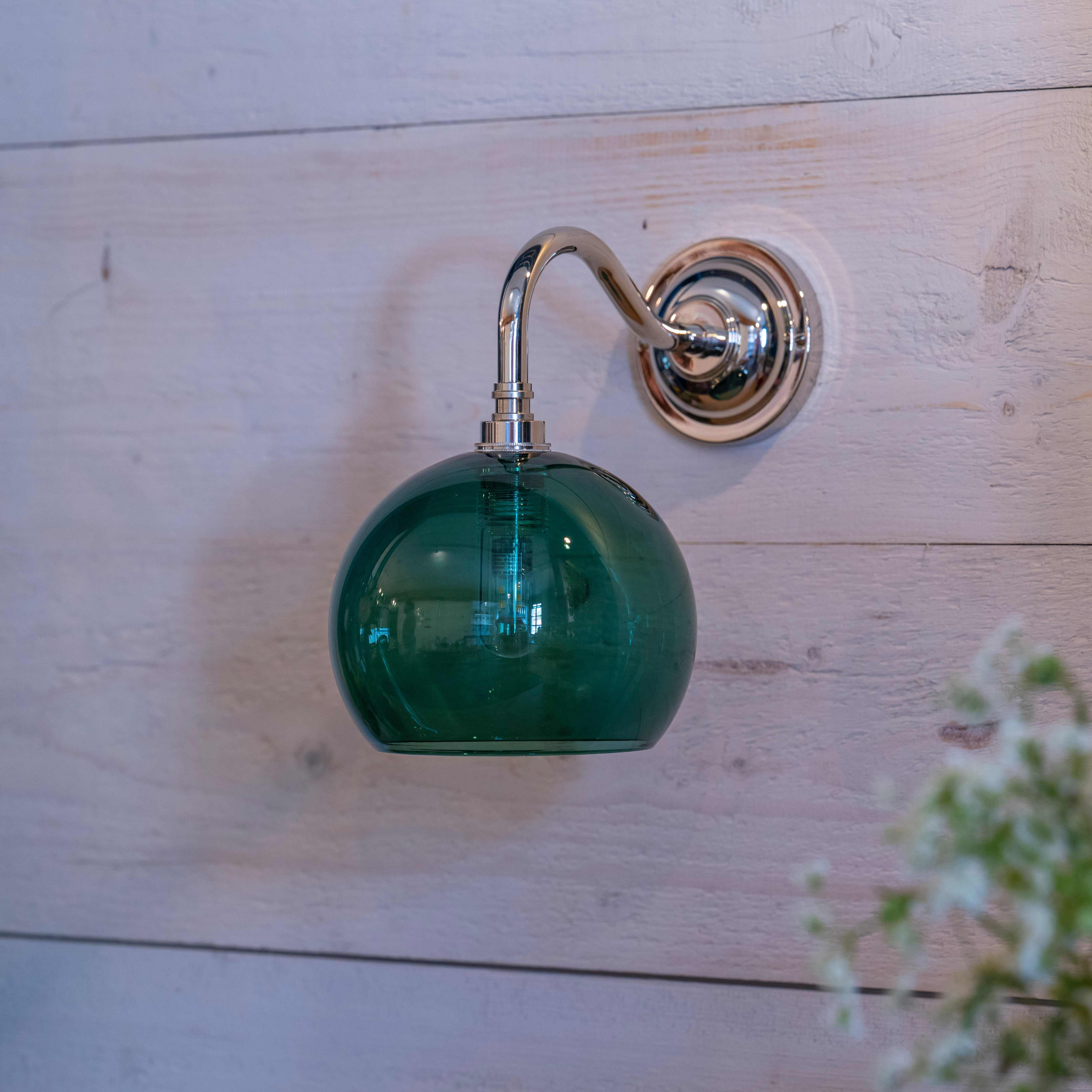 Soho Small Teal Glass Shade Bathroom Wall Light - Image 2