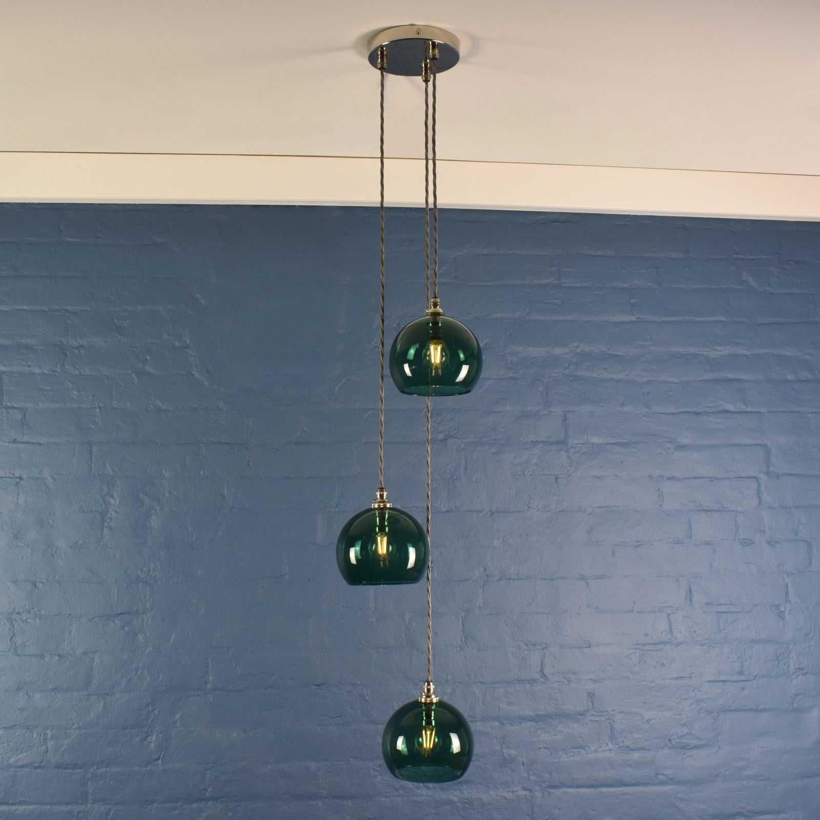 Soho Small Teal Glass Shade Cluster Pendant Light