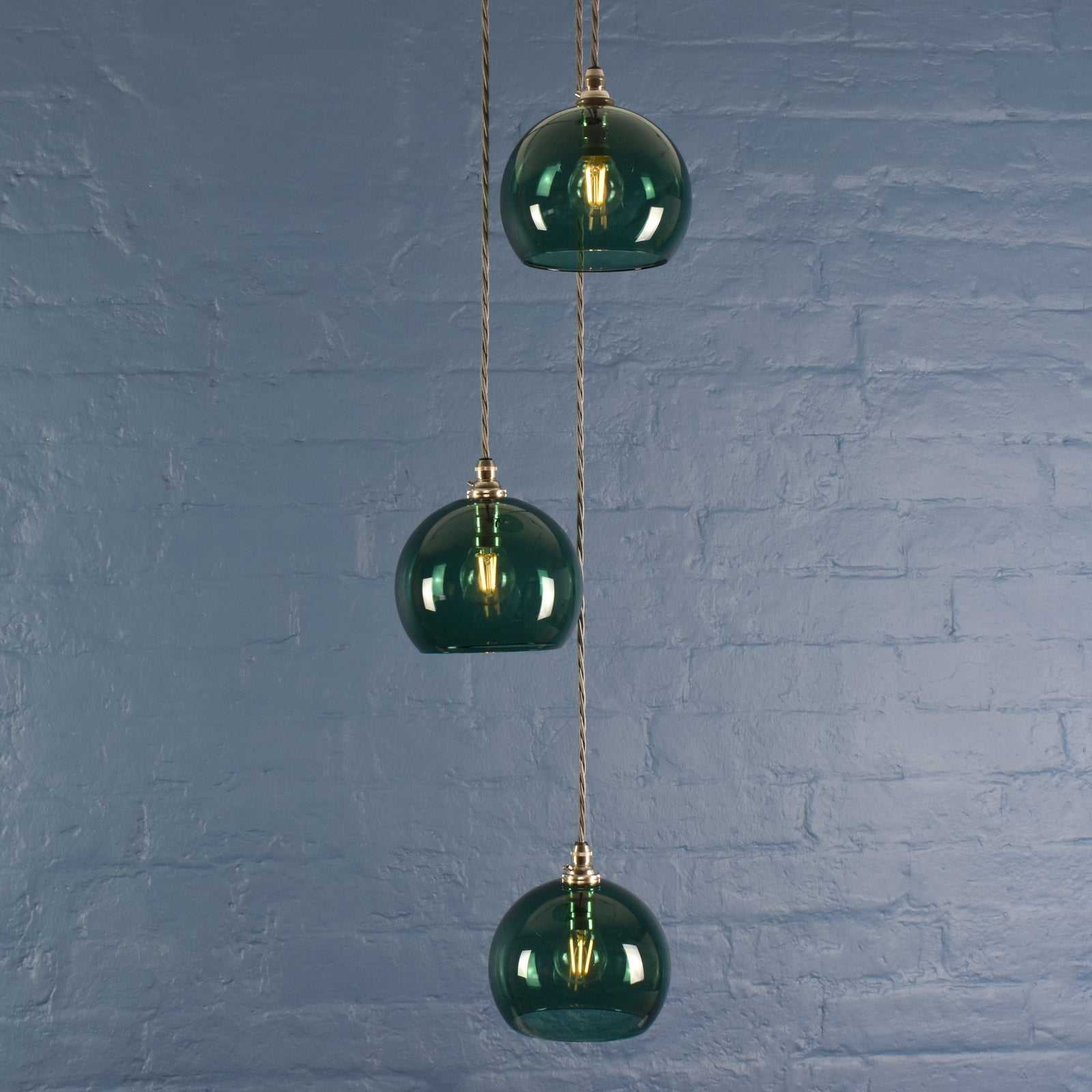 Soho Small Teal Glass Shade Cluster Pendant Light - Image 2