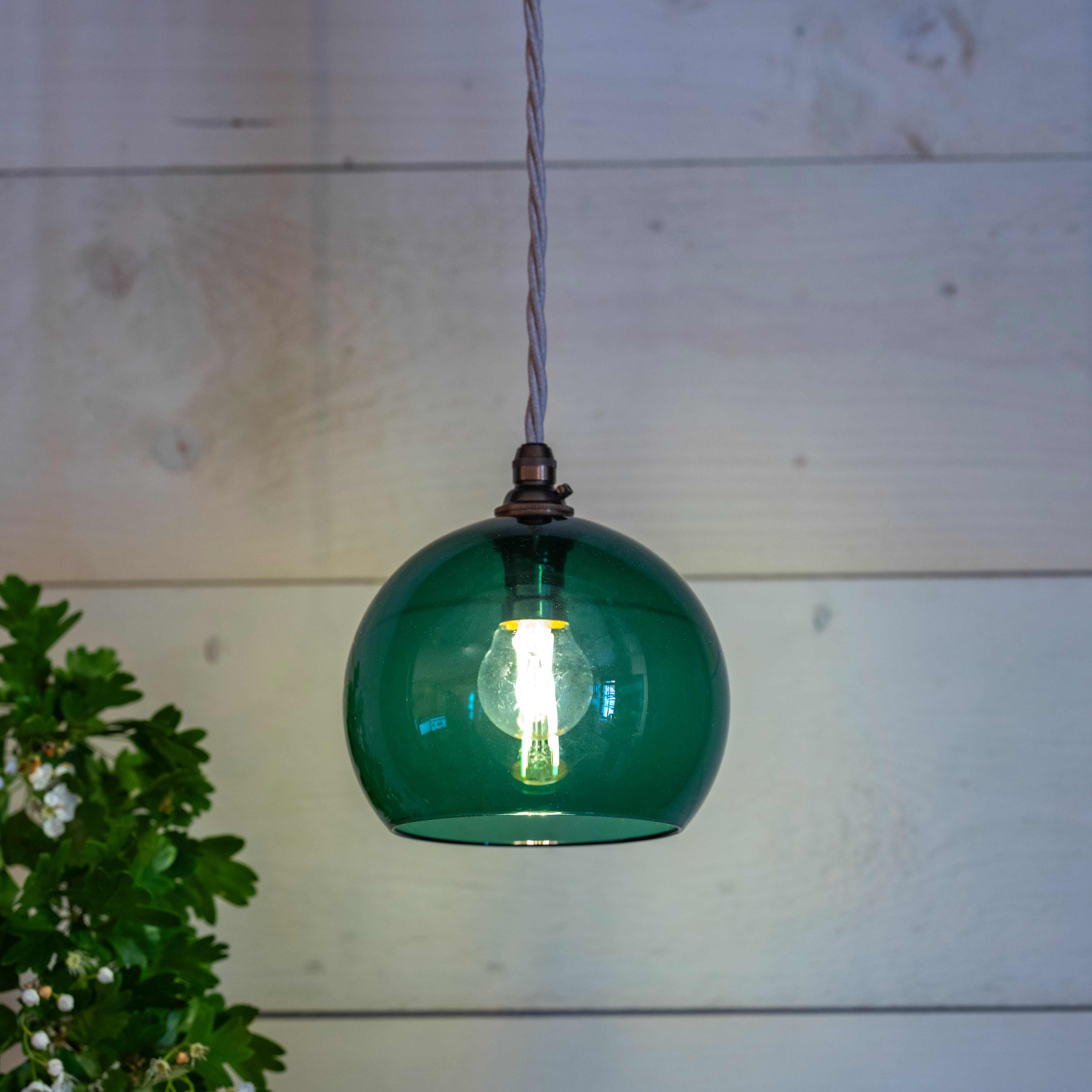 Soho Small Teal Glass Shade Pendant Light
