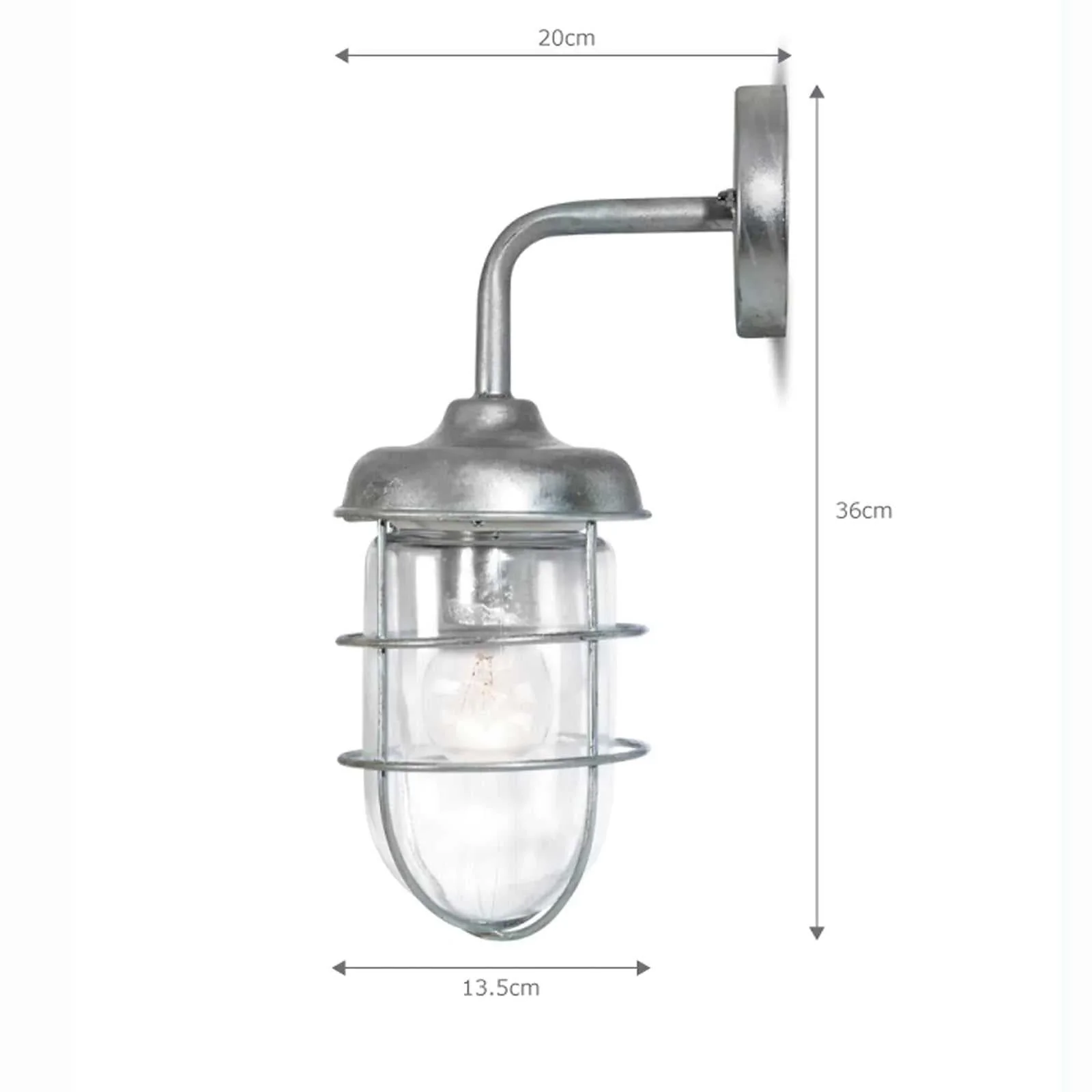 St Ives Harbour Outdoor Wall Light - Galvanised - Image 3