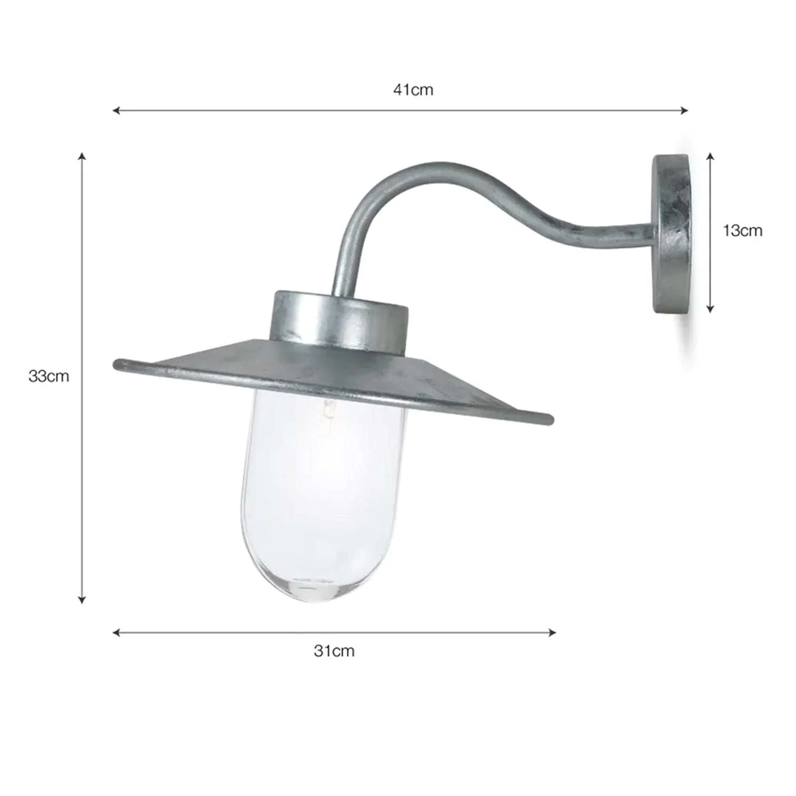 St Ives Galvanised Outdoor Swan Neck Light - Image 3