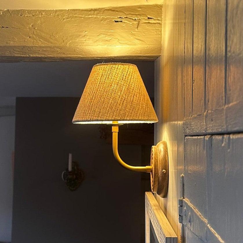 Waffle Fabric Shade Wall Light With Wooden Base - Image 3