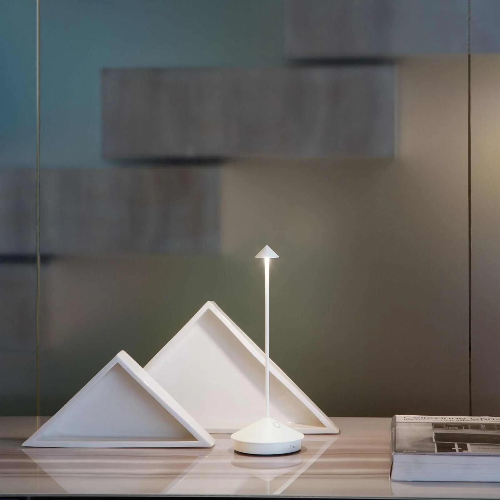 Zafferano Pina Pro Rechargeable White Table Lamp - Image 2