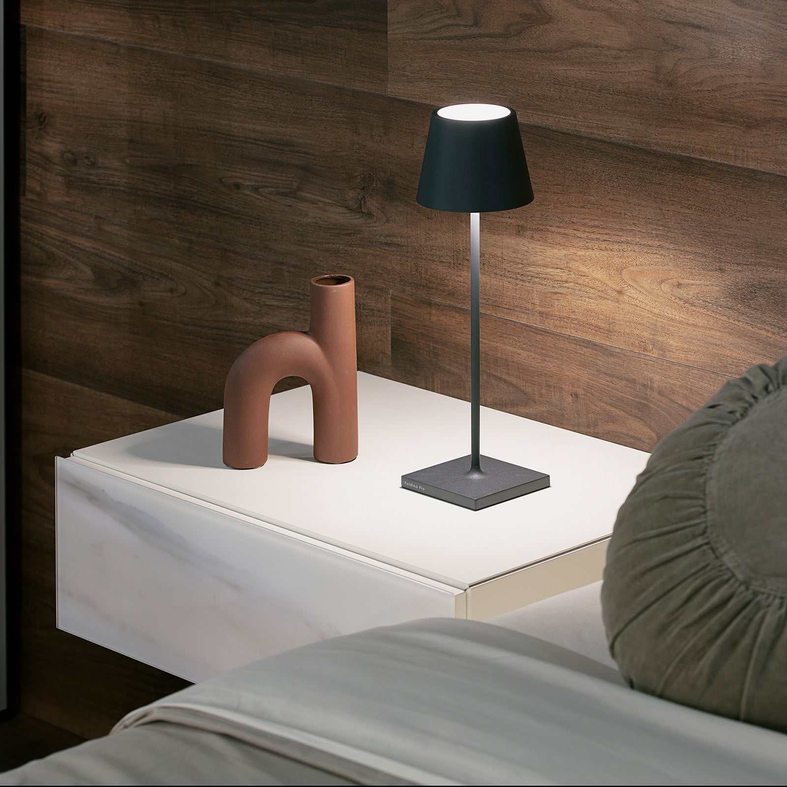 Zafferano Poldina Pro Rechargeable Dark Grey Table Lamp - Image 3